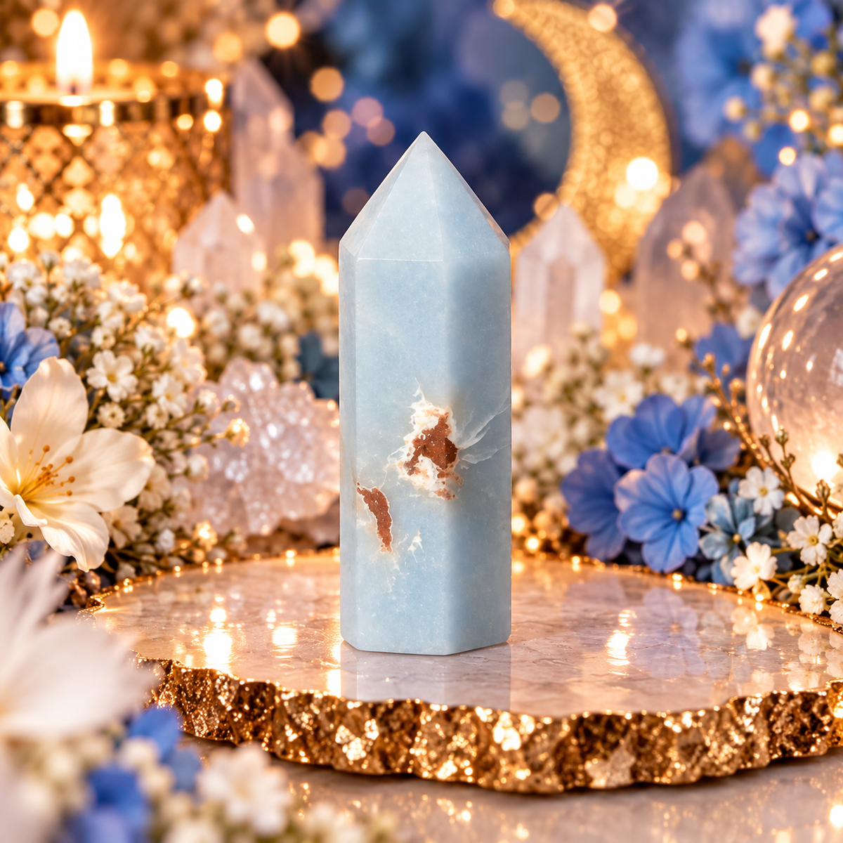 💙 ANGELITE CRYSTAL TOWERS | Peace • Communication • Divine Guidance