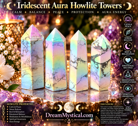 ✨ Iridescent Aura Howlite Towers | Rainbow Howlite Crystal Points 🌈✨