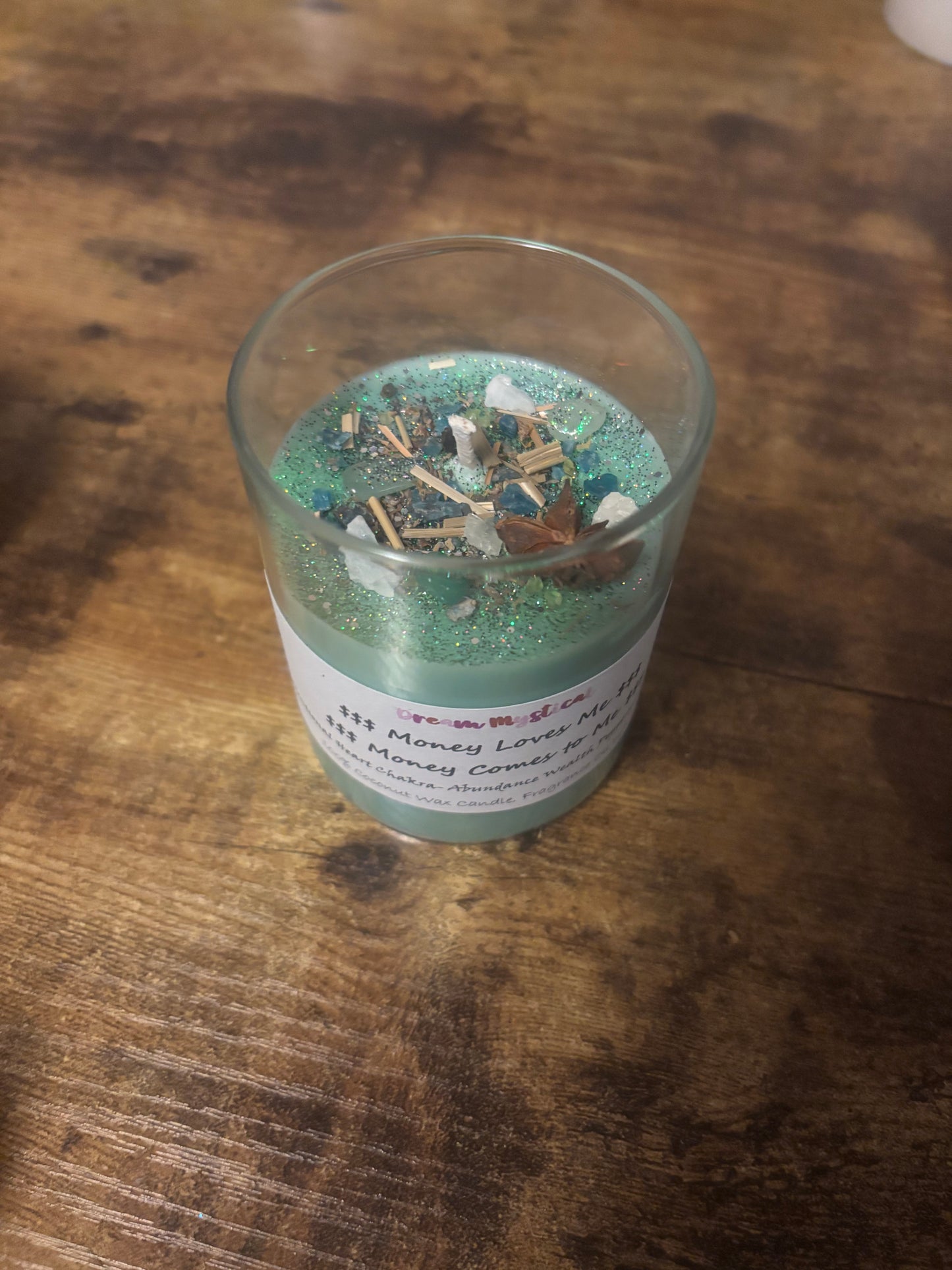 $$$Money Love Me Money Comes to Me$$$ Intentional Coconut Wax Candle 🕯️ Heart Chakra Abundance Wealth (Peppermint Mocha)