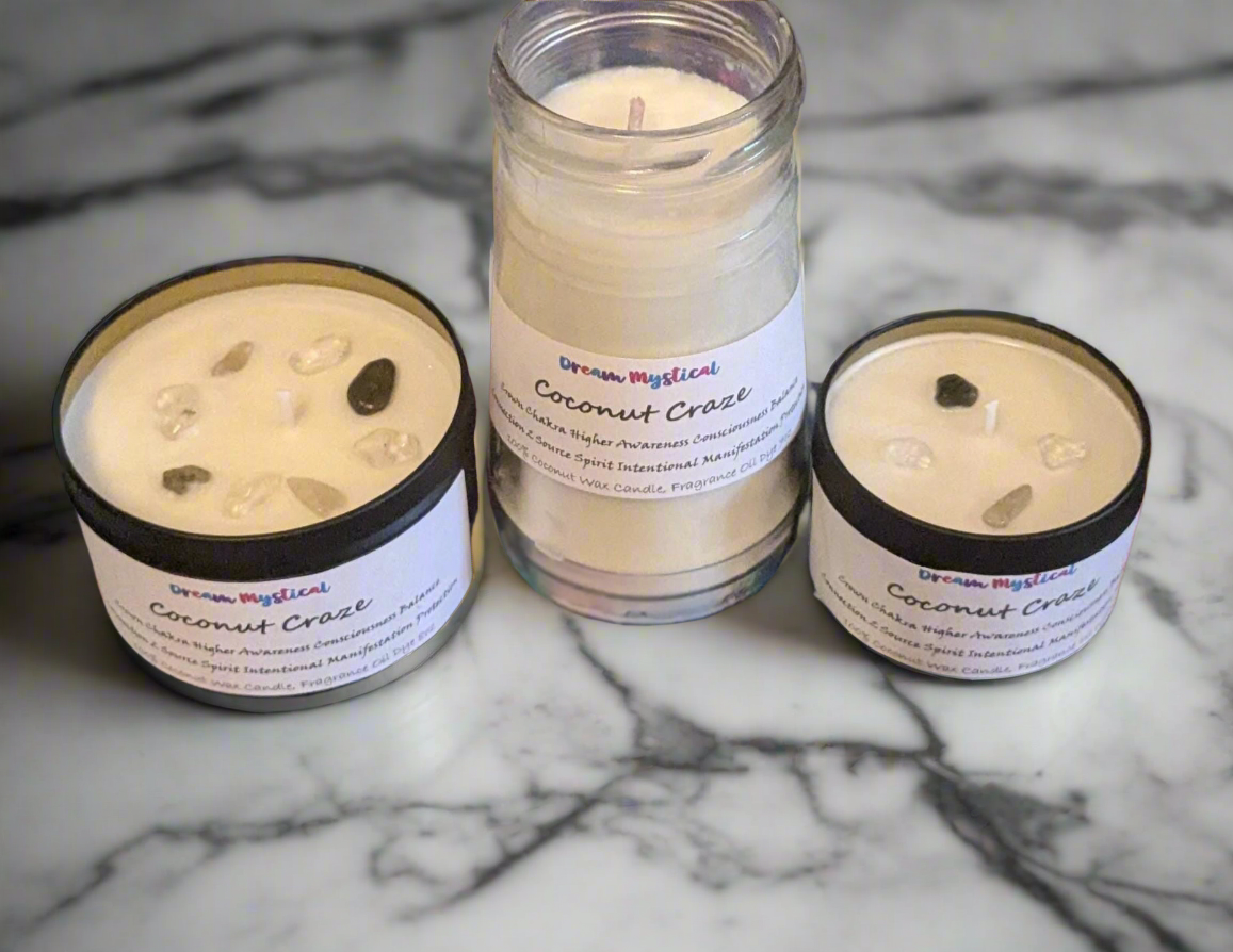 Coconut craze Intentional Candle Coconut Wax  Crown Chakra Inspires Connects 2 Divine Consciousness Enlightment Protection