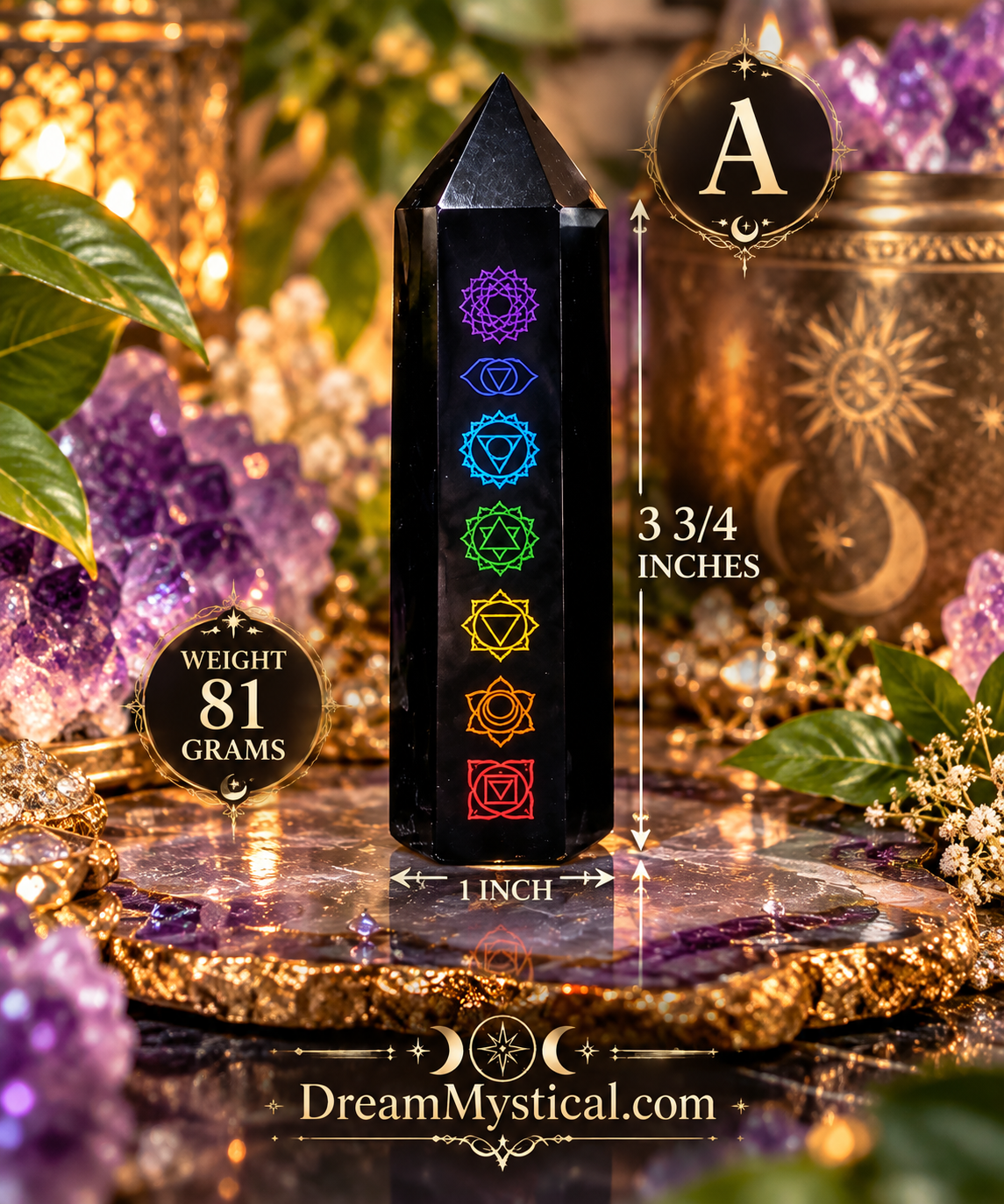 🖤🌈 Black Obsidian 7 Chakra Tower | Protection • Grounding • Energy Balance