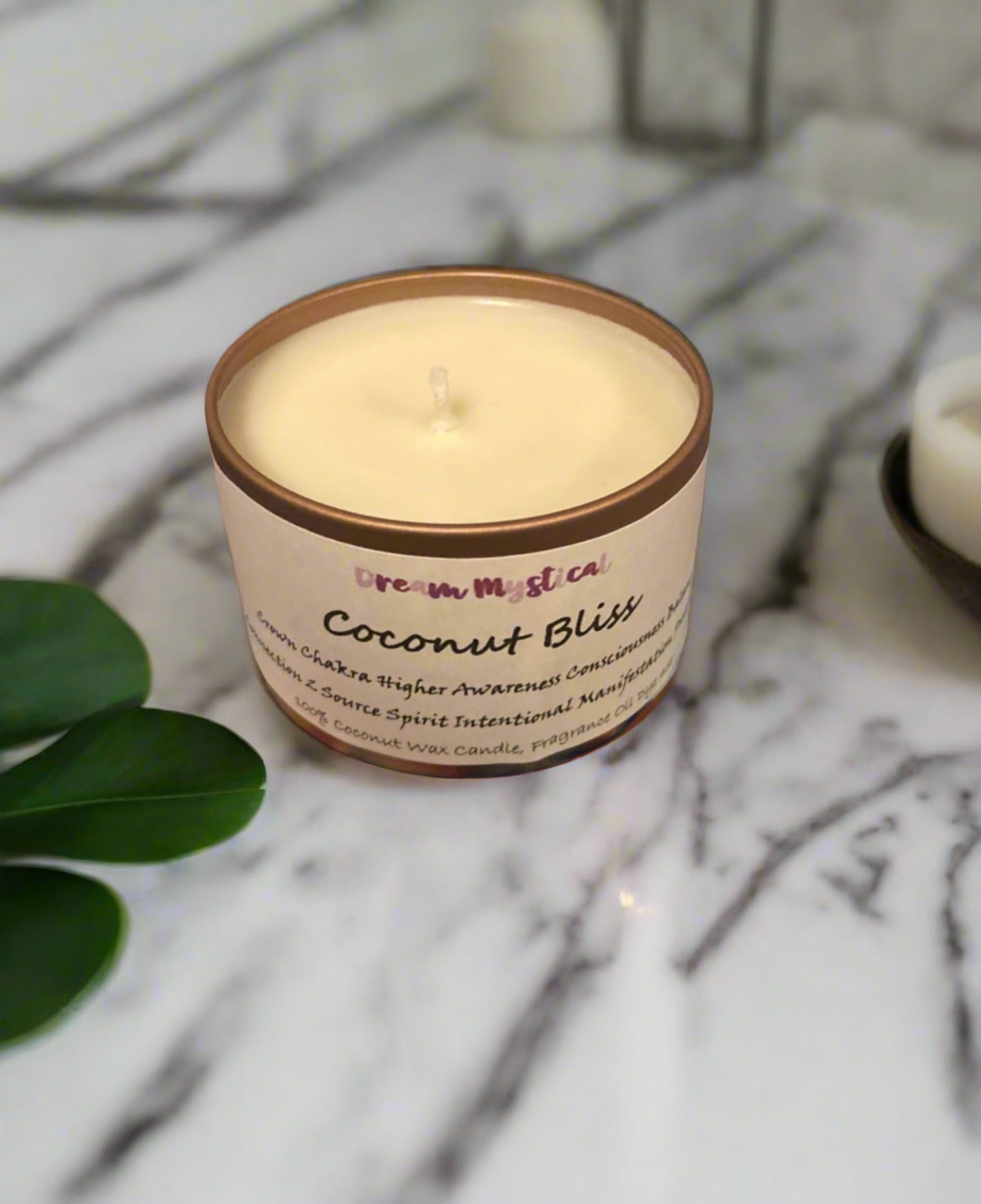 Coconut Bliss Intentional Candle Coconut Wax  Crown Chakra Inspires Connects 2 Divine Consciousness Enlightment Protection