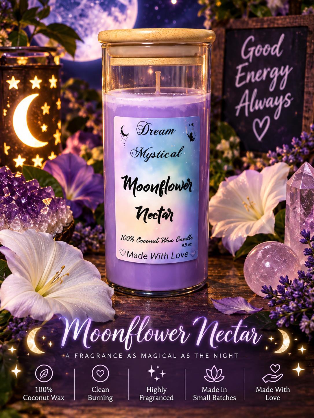🌙✨ Moonflower Nectar | 100% Coconut Wax Candle | Mystical Floral Scent