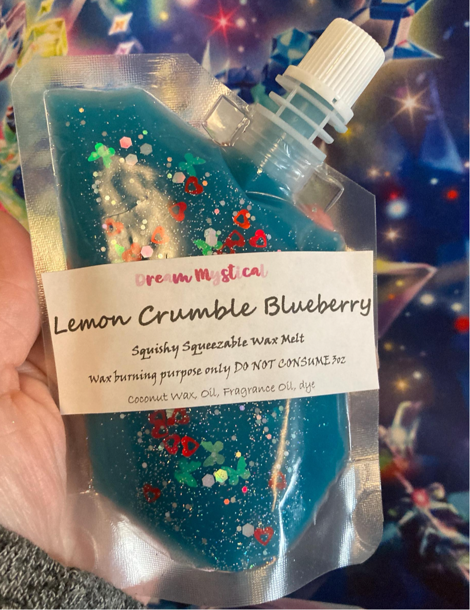 Lemon 🍋 Blueberry 🫐 Crumble Squeezable Squishy Wax Pouches melts in wax warmer Coconut wax Eco-friendly non toxic Different Scents
