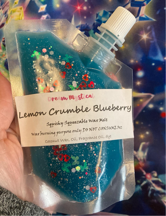 Lemon 🍋 Blueberry 🫐 Crumble Squeezable Squishy Wax Pouches melts in wax warmer Coconut wax Eco-friendly non toxic Different Scents