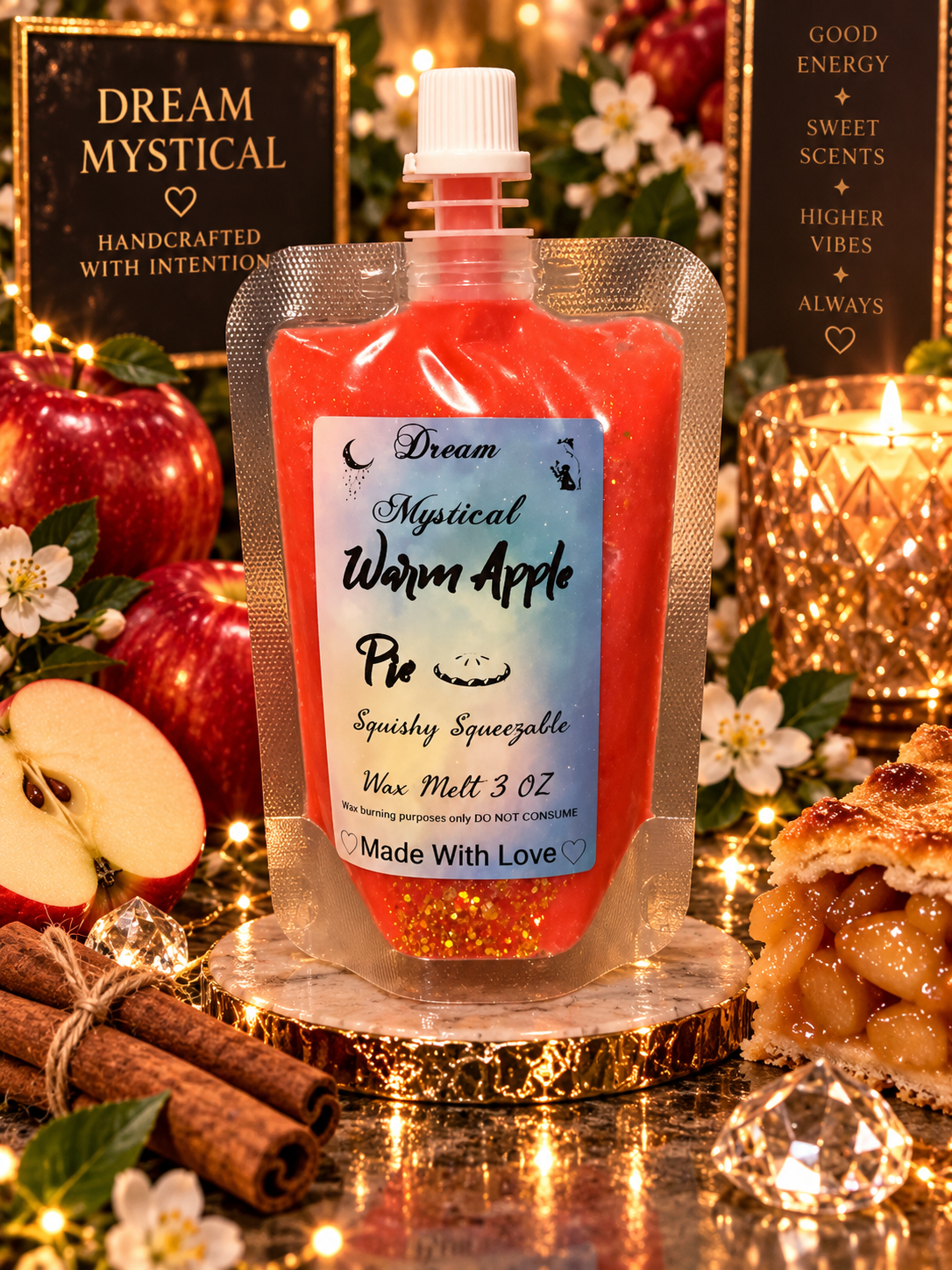 🍎✨ Warm Apple Pie Squishy Squeezable Wax Melt | Cozy Bakery Scent | Dream Mystical