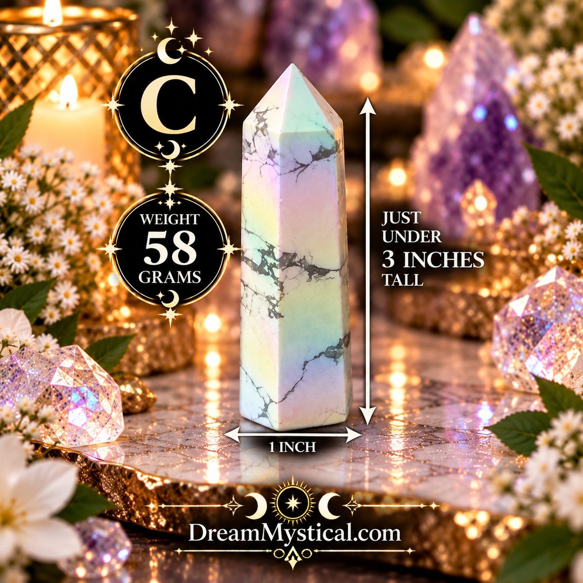 ✨ Iridescent Aura Howlite Towers | Rainbow Howlite Crystal Points 🌈✨
