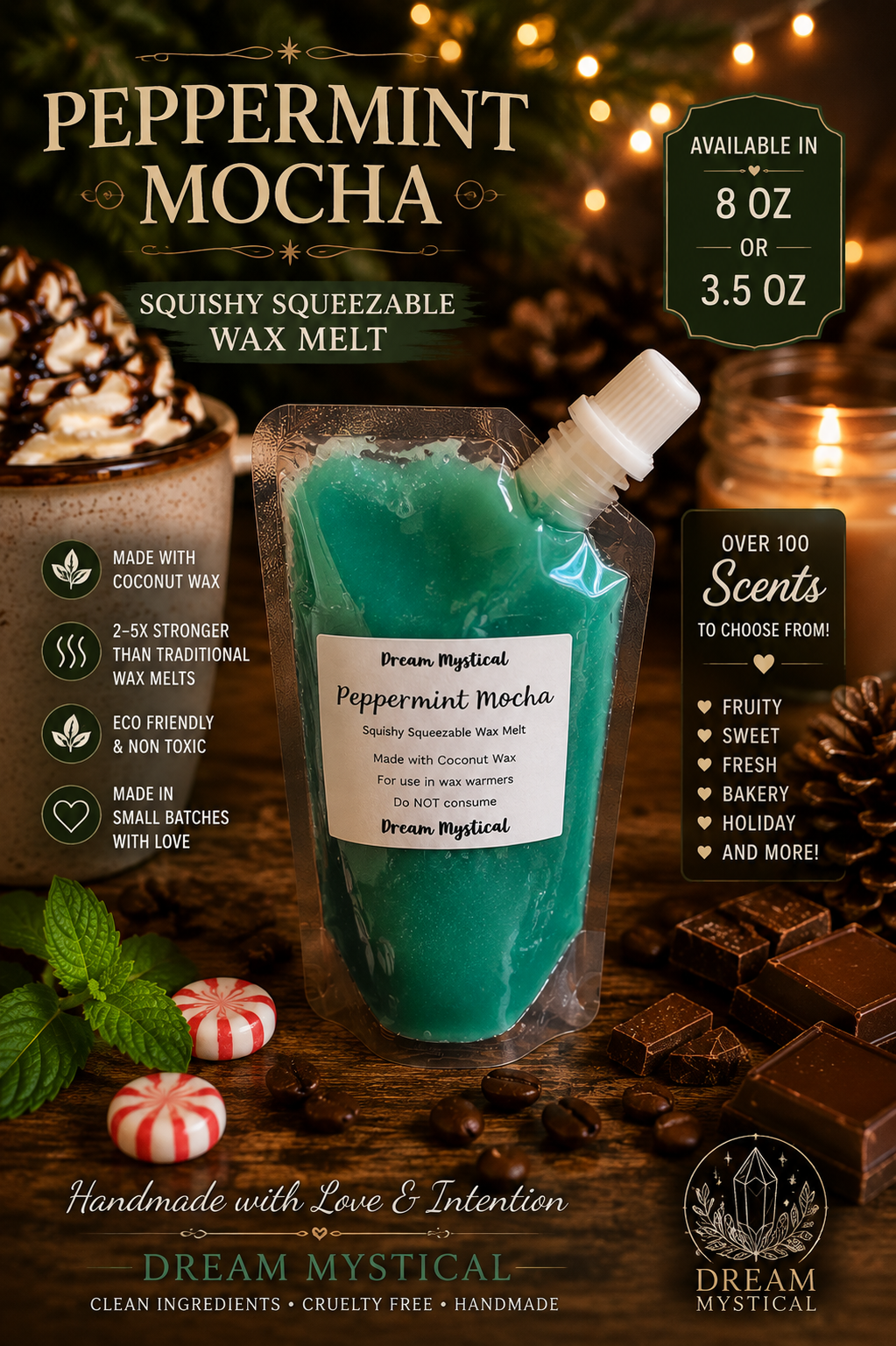 Squeezable Squishy Wax melts Cocnut wax Eco-friendly non toxic Different Scents