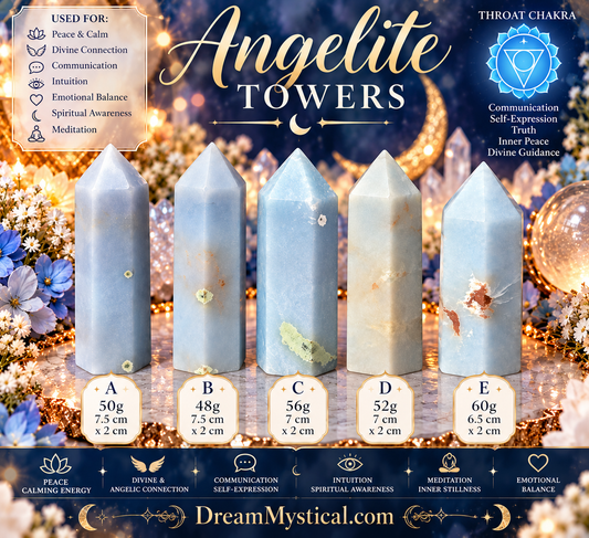 💙 ANGELITE CRYSTAL TOWERS | Peace • Communication • Divine Guidance