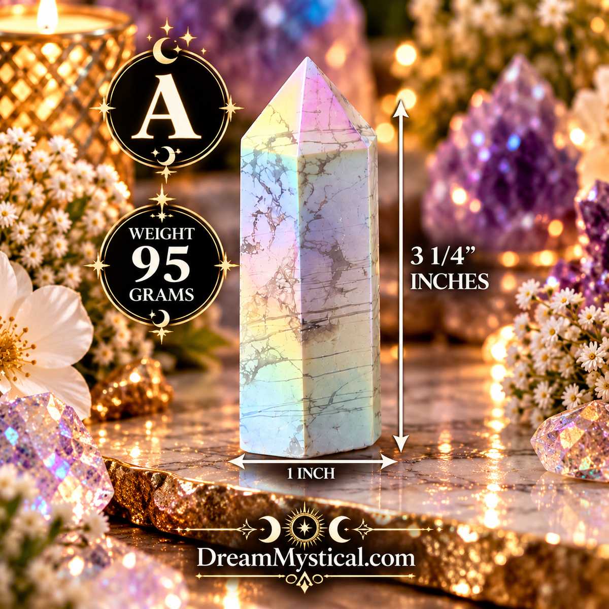 ✨ Iridescent Aura Howlite Towers | Rainbow Howlite Crystal Points 🌈✨