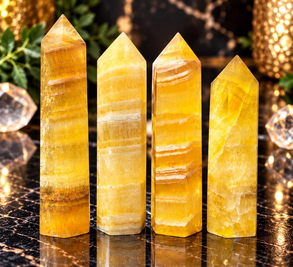 Golden Fluorite Banded Crystal Towers 💛 | Confidence • Focus • Abundance • Solar Plexus Energy