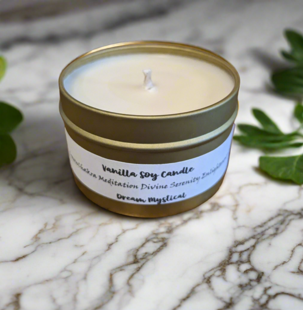 Vanilla Soy Candle Crown Chakra Grounding Meditation Divine Serenity Enlightment Manifestation Intention  Protection