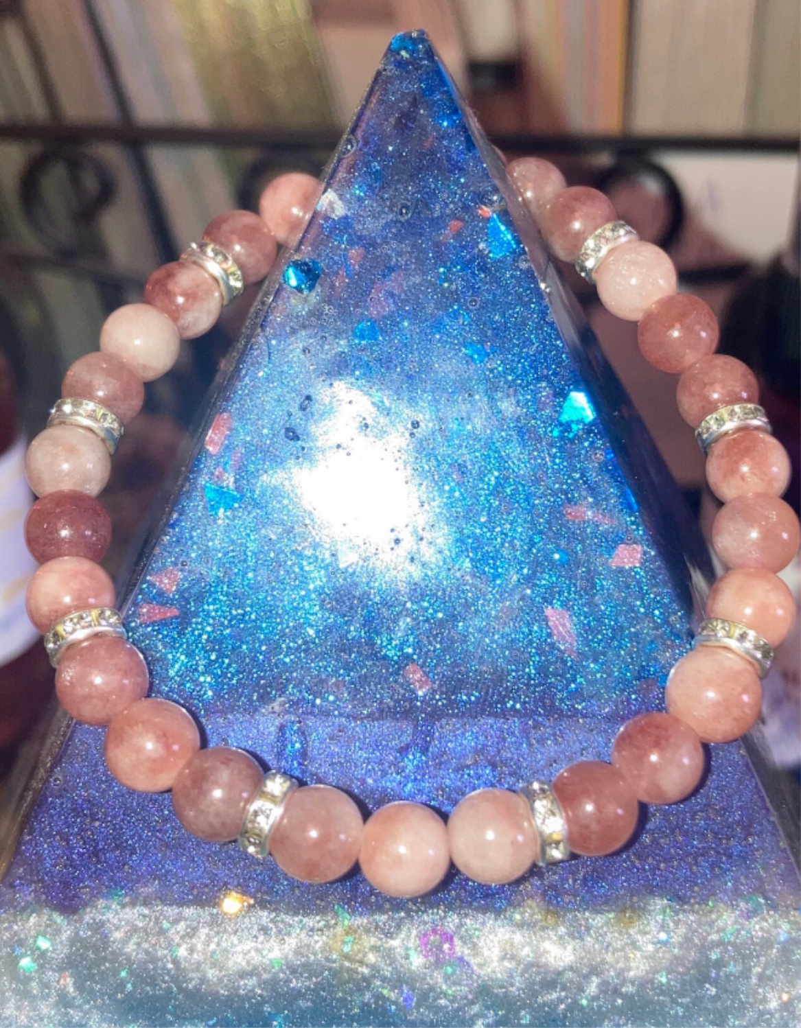 6MM Goddess Sekhmet Sunstone Natural Genuine Reiki Healing Crystal Bracelet with Gorgeous spacers