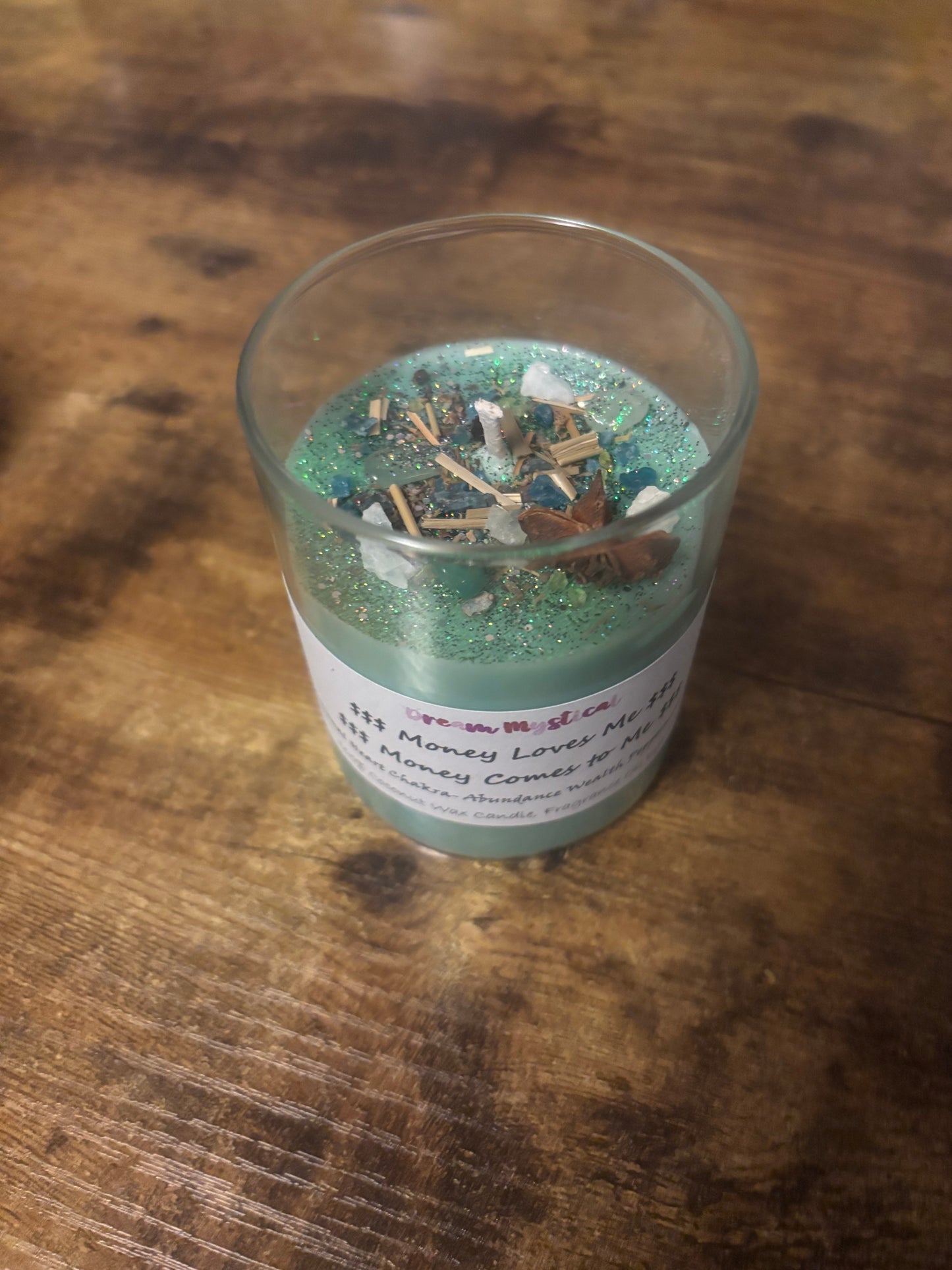 $$$Money Love Me Money Comes to Me$$$ Intentional Coconut Wax Candle 🕯️ Heart Chakra Abundance Wealth (Peppermint Mocha)