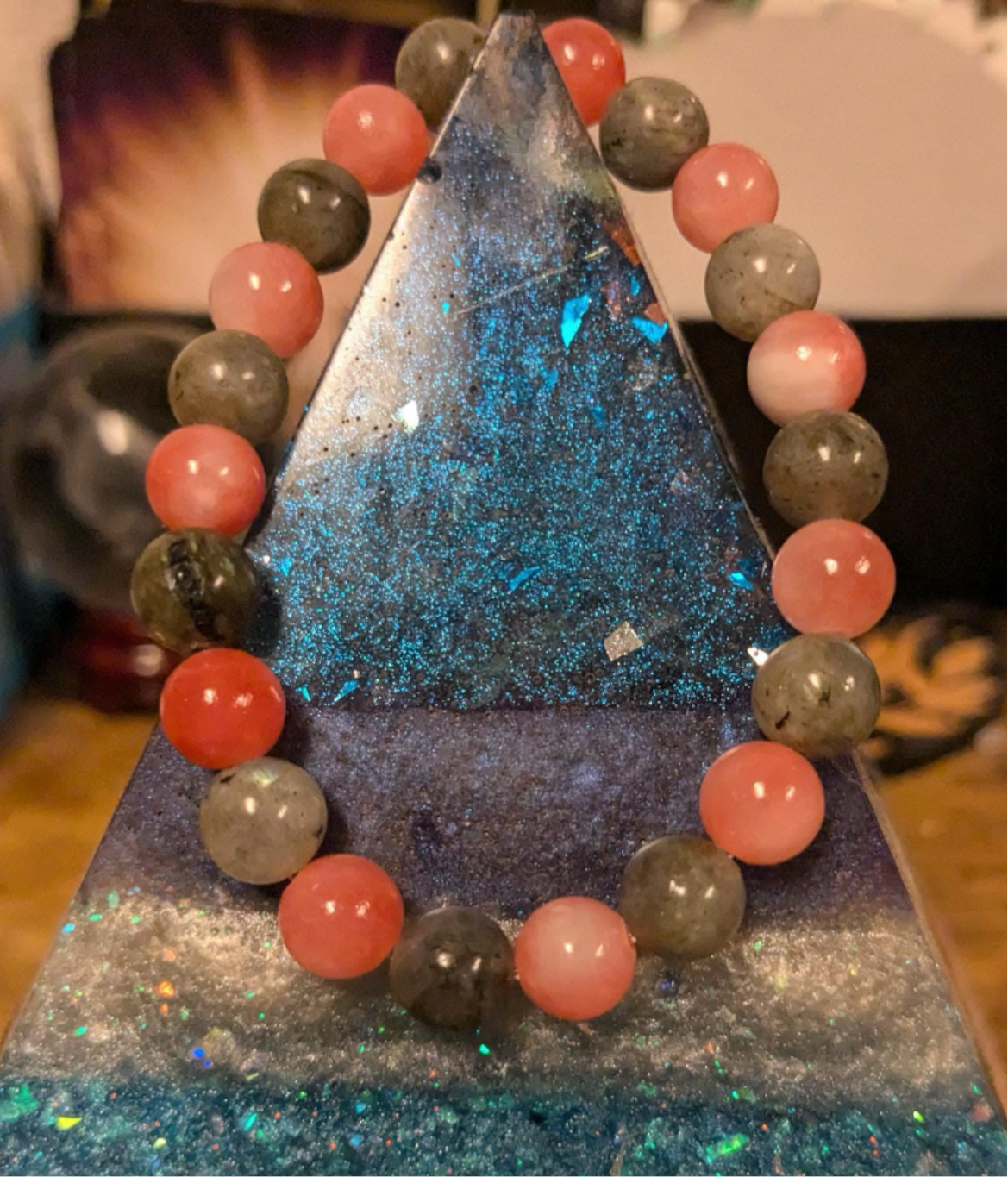 8MM Sunstone Labradorite or Persian Jade Labradorite Natural Genuine Reiki Healing Protection Crystal Brace