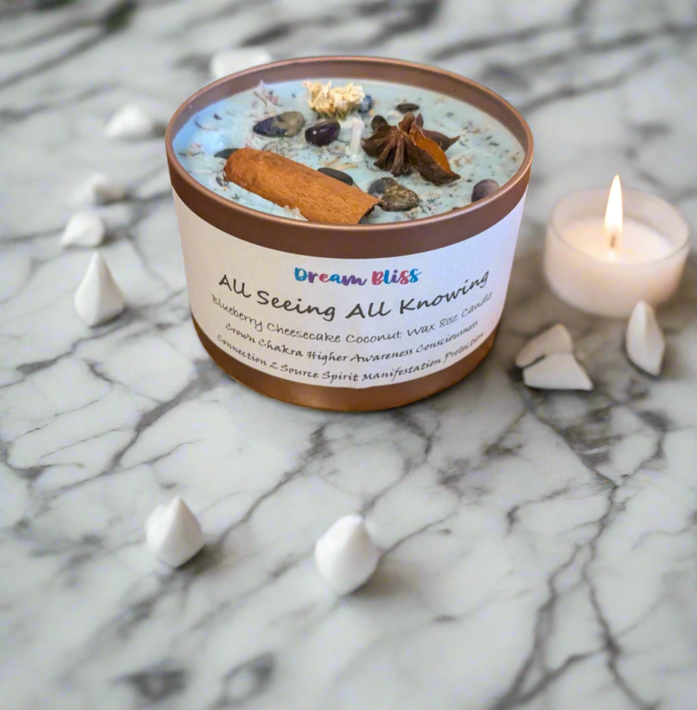 Blueberry Cheesecake All Seeing All Knowing Intentional Manifest Candle Crown Chakra Higher Awareness Inspires Connects 2 Divine Protection
