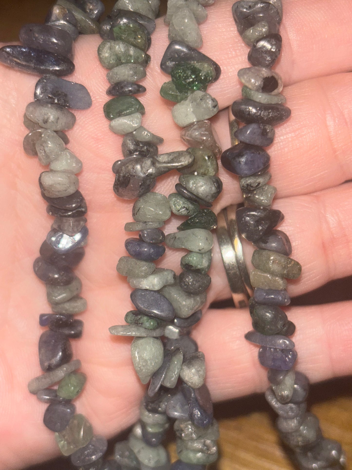 34 inch Natural Gemstone Chips Beads | Violate Flame Mixed Tanzanite, Labradorite, Rose Quartz, Cherry Quartz, Moknstone, Lavender Jade, Grey Moonetone