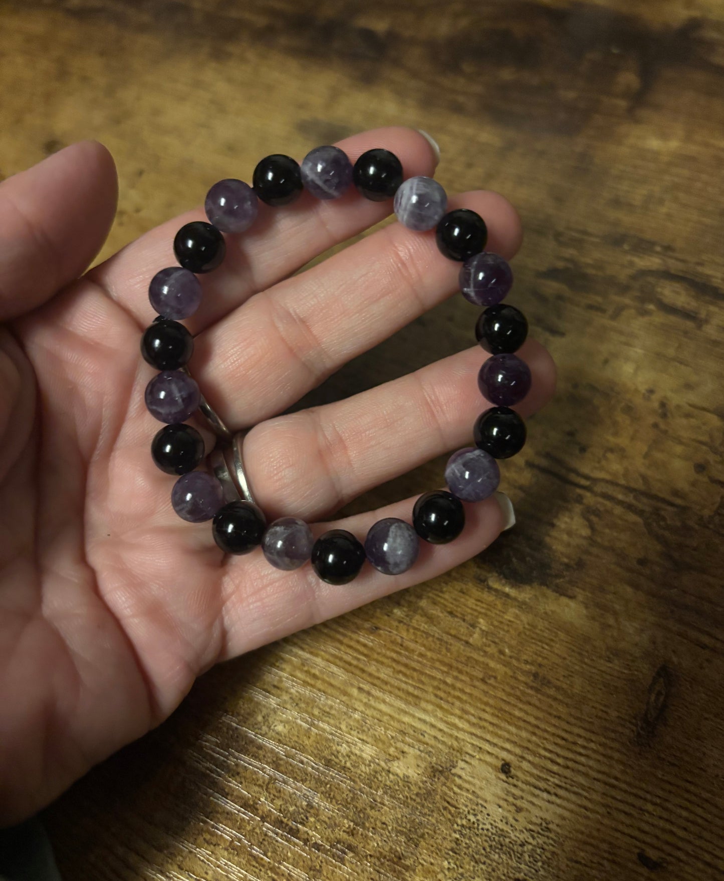 Shadowlight Guardian – Dog Tooth Amethyst & Black Tourmaline AAA Shielding & Clarity Bracelet