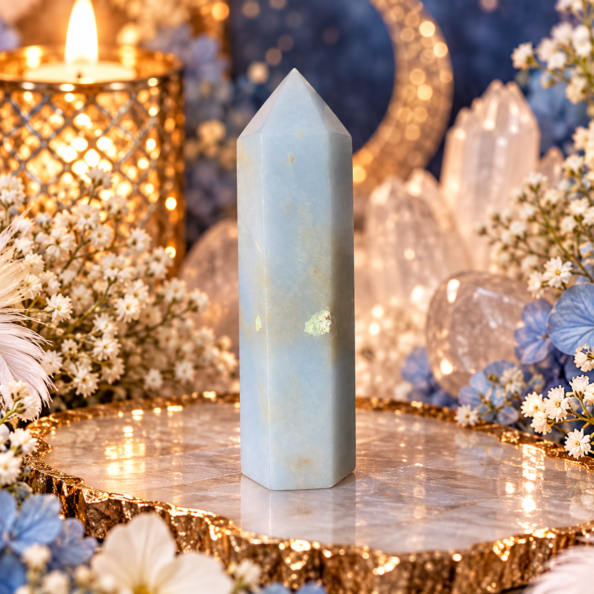 💙 ANGELITE CRYSTAL TOWERS | Peace • Communication • Divine Guidance