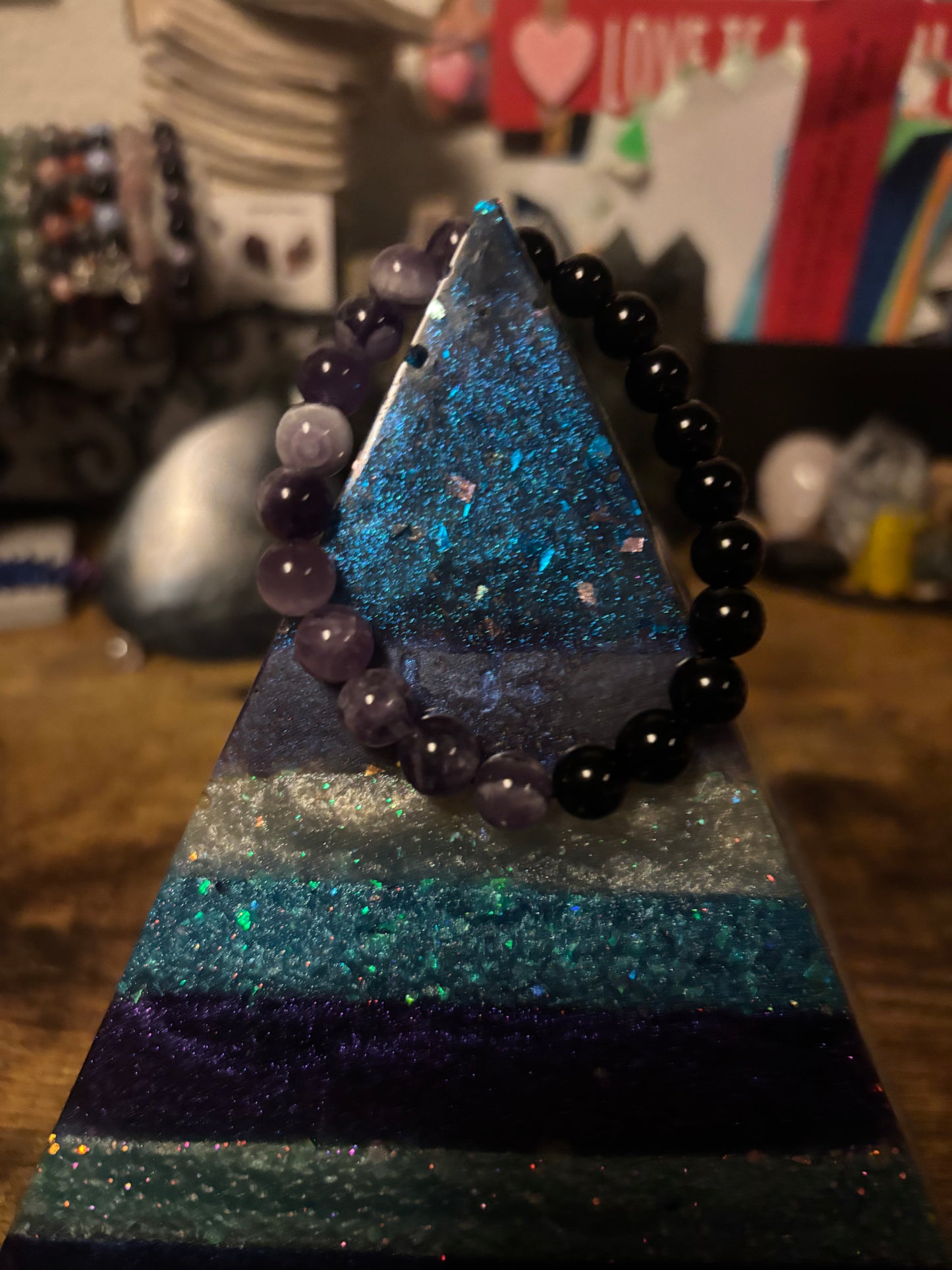 Shadowlight Guardian – Dog Tooth Amethyst & Black Tourmaline AAA Shielding & Clarity Bracelet
