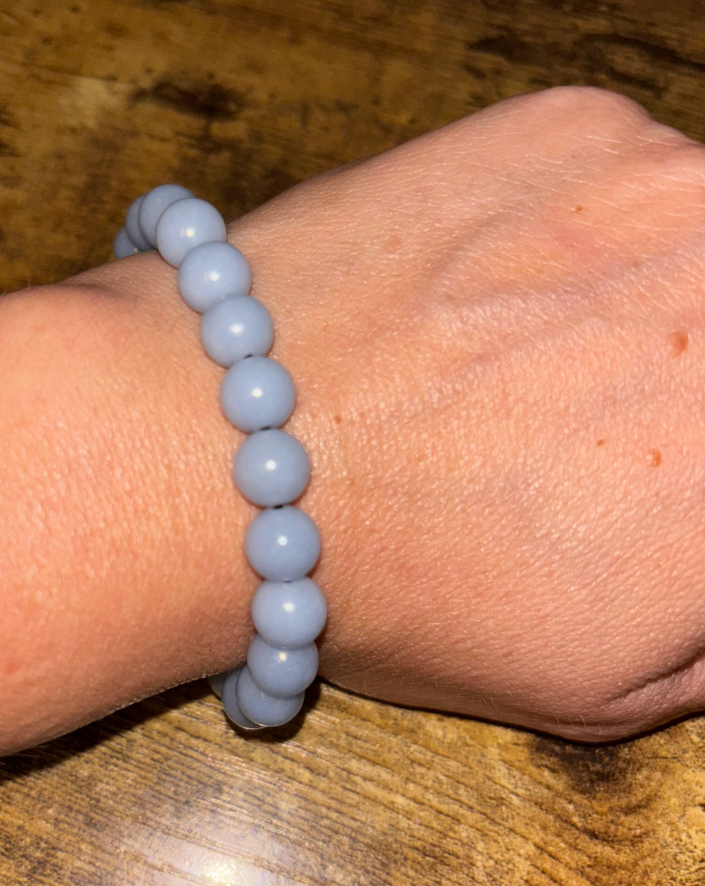 🌌 Celestial Calm – Angelite Crystal Bracelet (8mm Beads)

Peace • Intuition • Divine Connection
