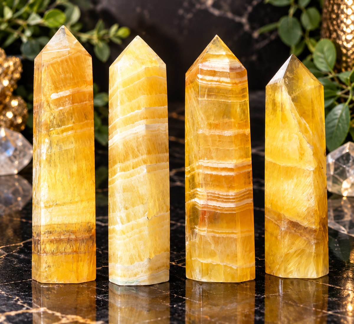 Golden Fluorite Banded Crystal Towers 💛 | Confidence • Focus • Abundance • Solar Plexus Energy