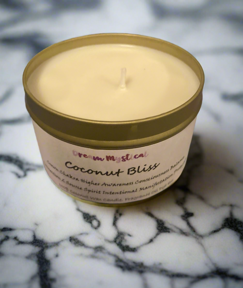 Coconut Bliss Intentional Candle Coconut Wax  Crown Chakra Inspires Connects 2 Divine Consciousness Enlightment Protection