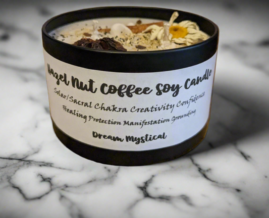 Hazelnut Coffee handmade hand poured Intentional Manifesting Canle Root/ Soalar Plexus Grounding Creativity Confidence Security Personal