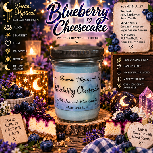 🫐💙 Blueberry Cheesecake – 100% Coconut Wax Candle