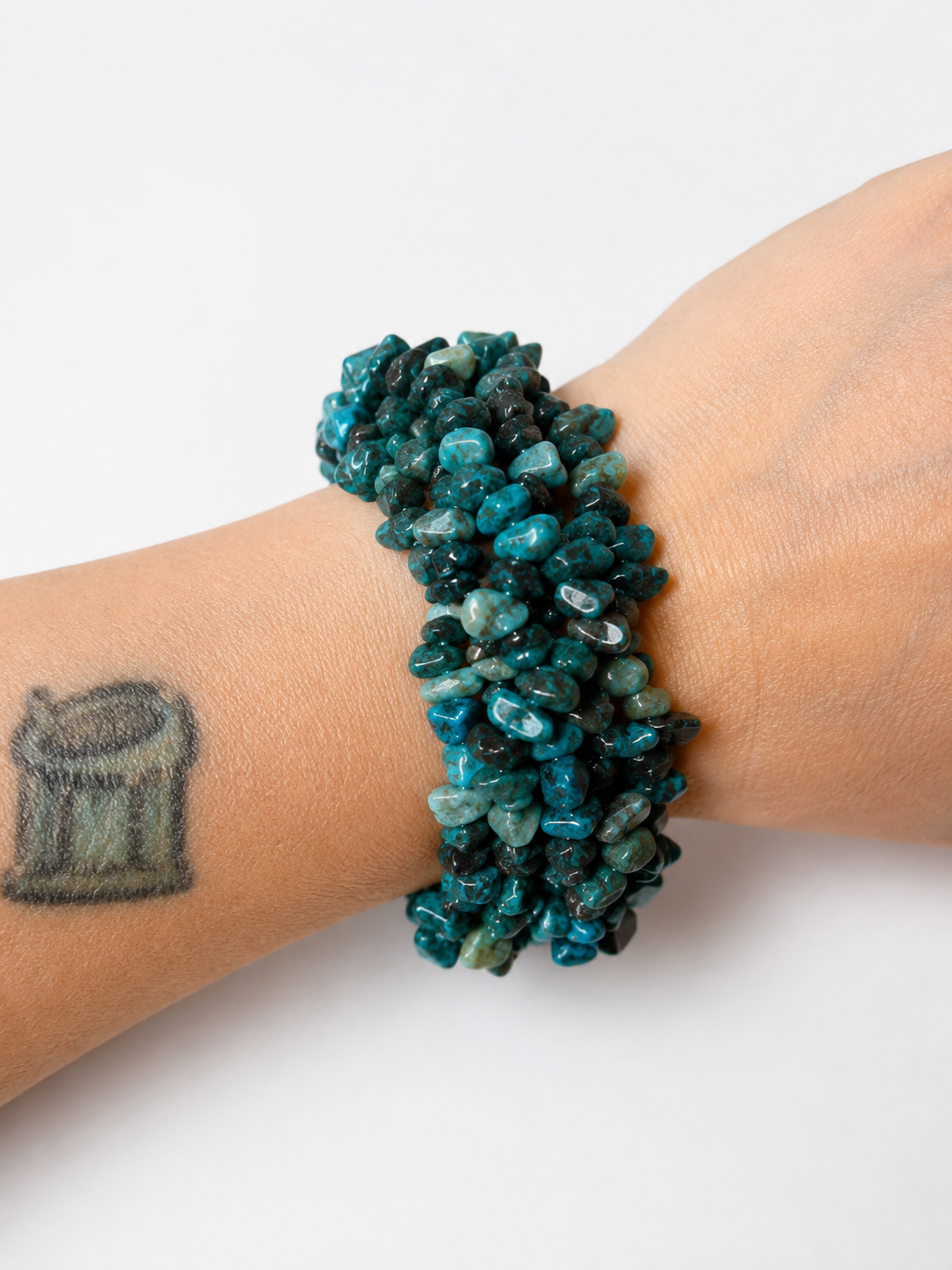 Natural Chrysocolla Chip Bracelet | Gem Show Find | Last One Available | Stretch Crystal Bracelet | Blue-Green Natural Stone Jewelry