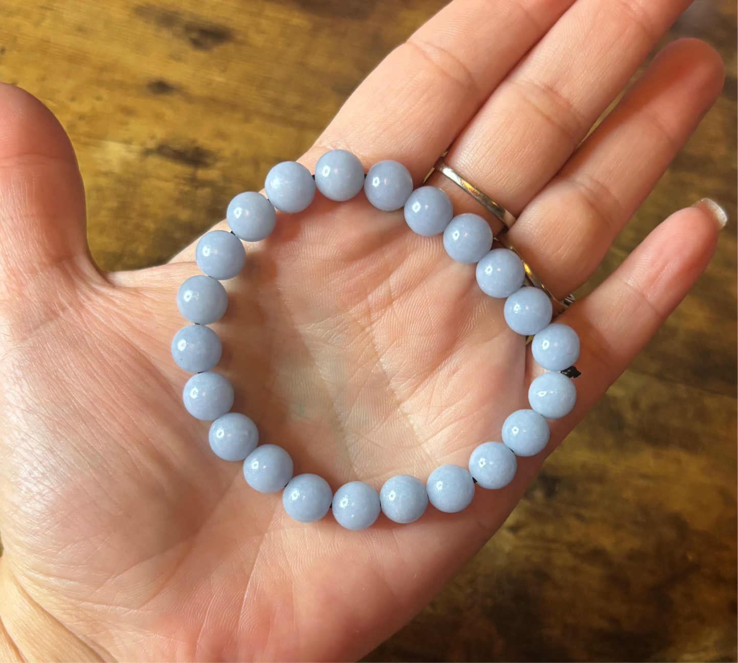 🌌 Celestial Calm – Angelite Crystal Bracelet (8mm Beads)

Peace • Intuition • Divine Connection
