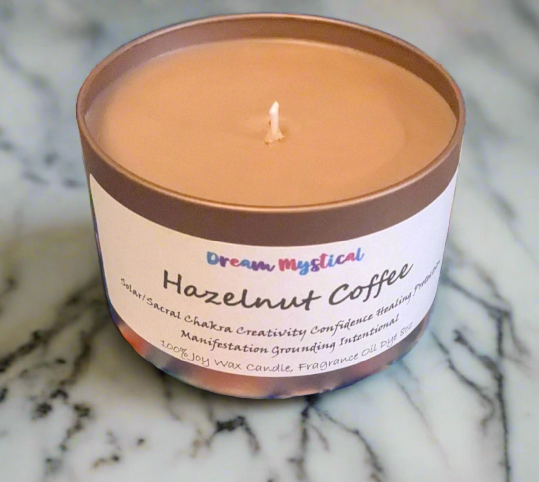 Hazelnut Coffee handmade hand poured Intentional Manifesting Canle Root/ Soalar Plexus Grounding Creativity Confidence Security Personal
