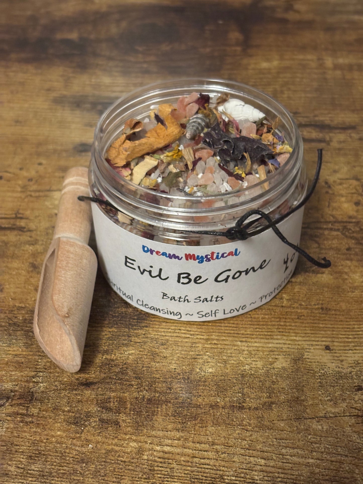 Organic Self Love Bath Salts with Essential Oils Hand picked Herbs~Coconut (plastic jars)
