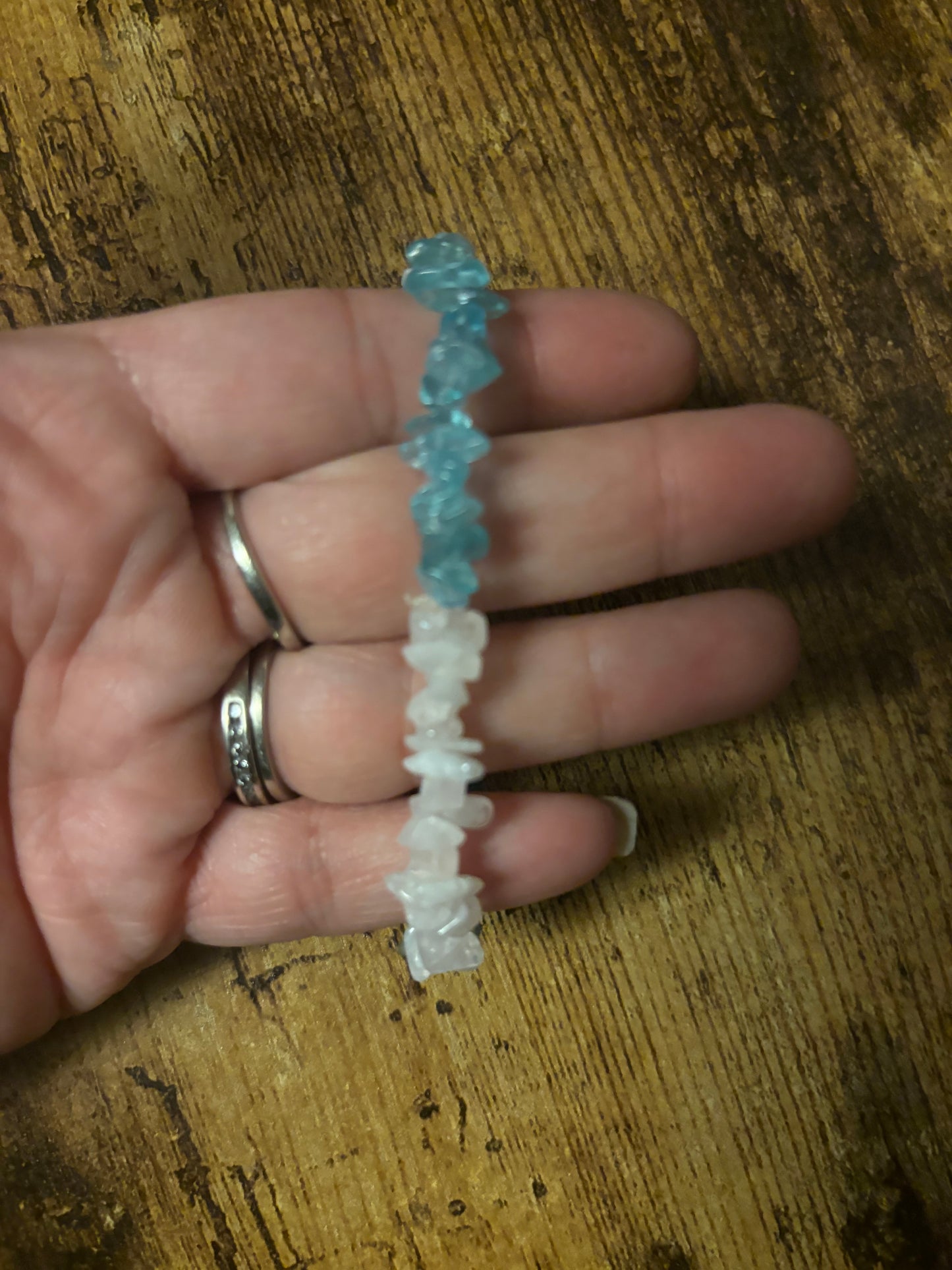 Ocean Moon Harmony – Moonstone & Aquamarine Style Crystal Chip Bracelet