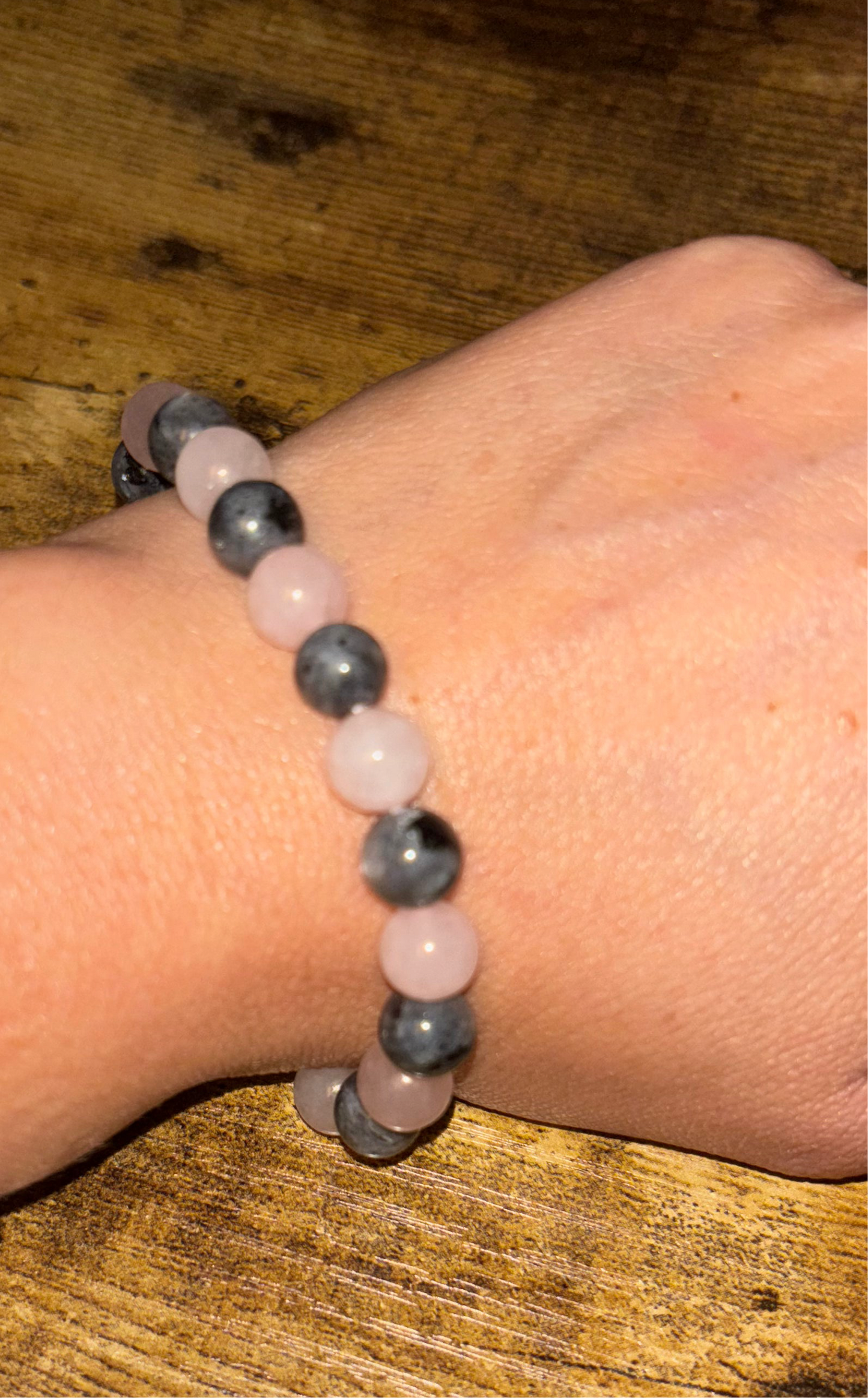 Mystic Love Shield Rose Quartz & Labradorite Bracelet | Love & Protection Crystal Jewelry | Heart Crown Throat & Third Eye Chakra Healing | 6mm 8mm Beads