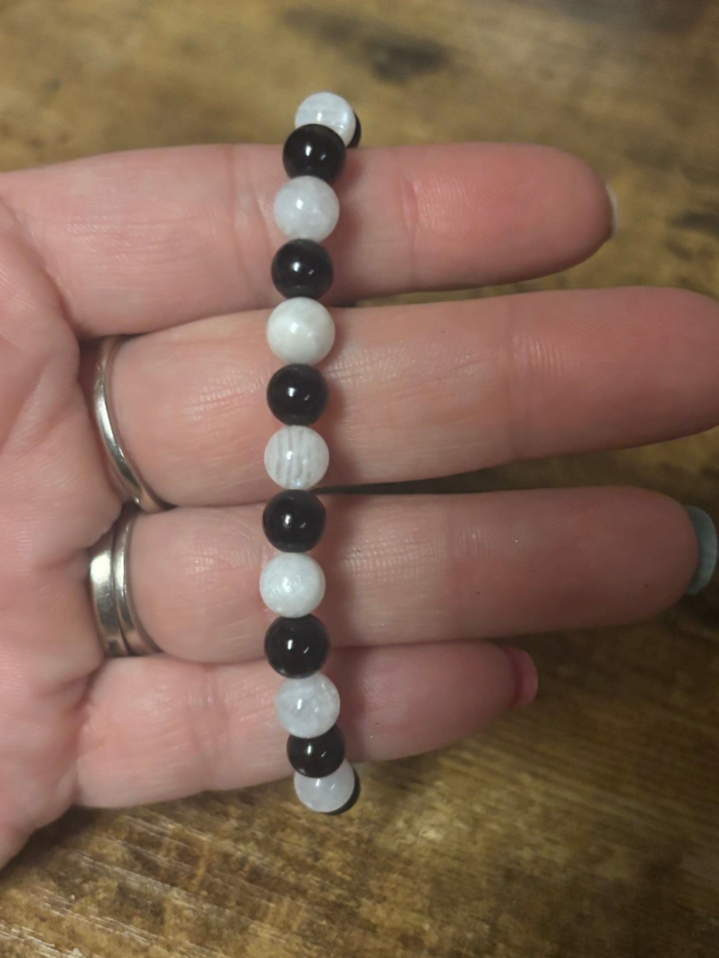 ☯️ Yin Yang Balance Bracelet Tourmaline and Moonstone