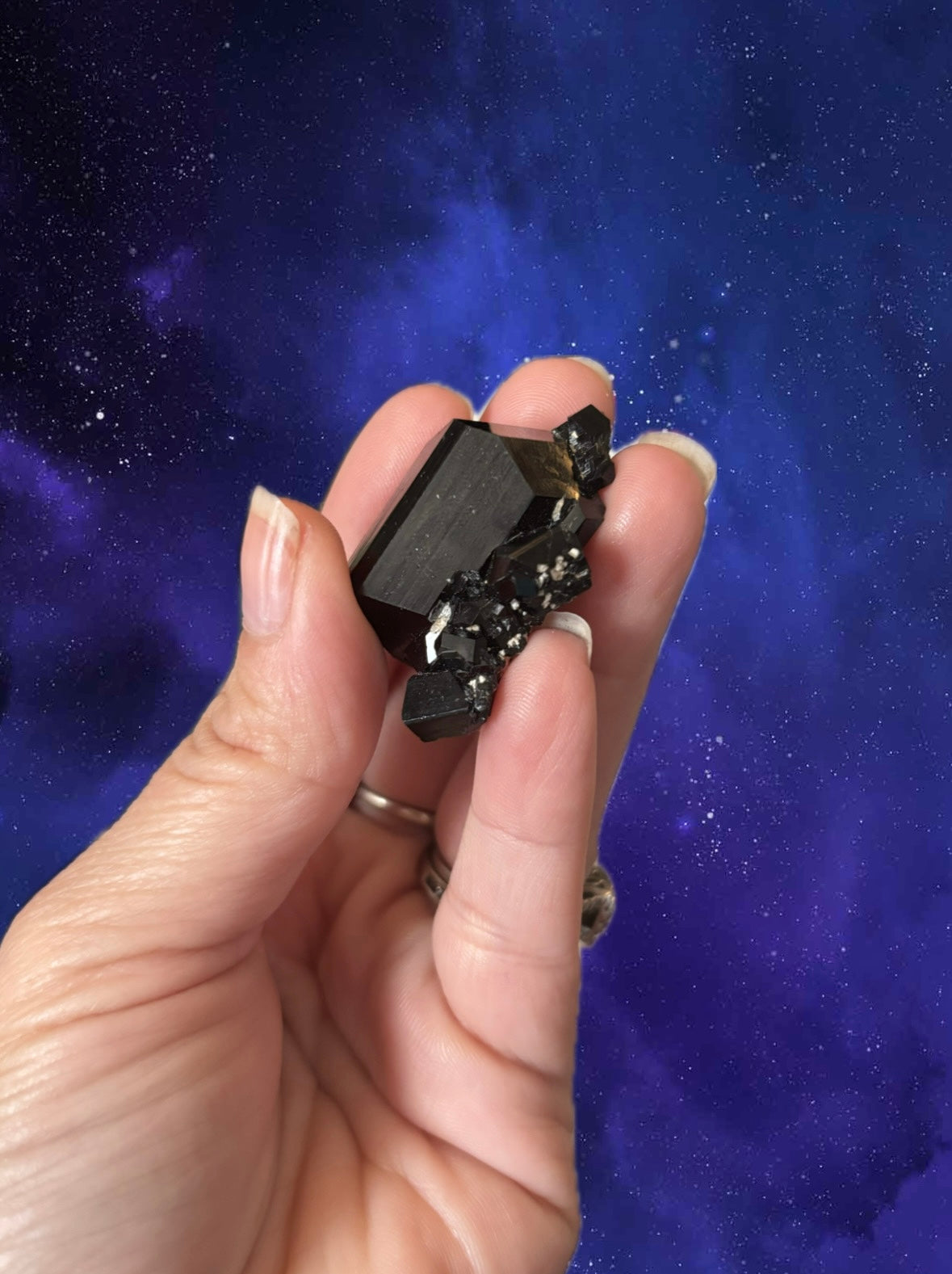 Natural Black Tourmaline Crystal Cluster • Raw Schorl Mineral Specimen • EMF Protection Stone Energy Shielding • Grounding & Protection Stone • 21g (4x3cm)