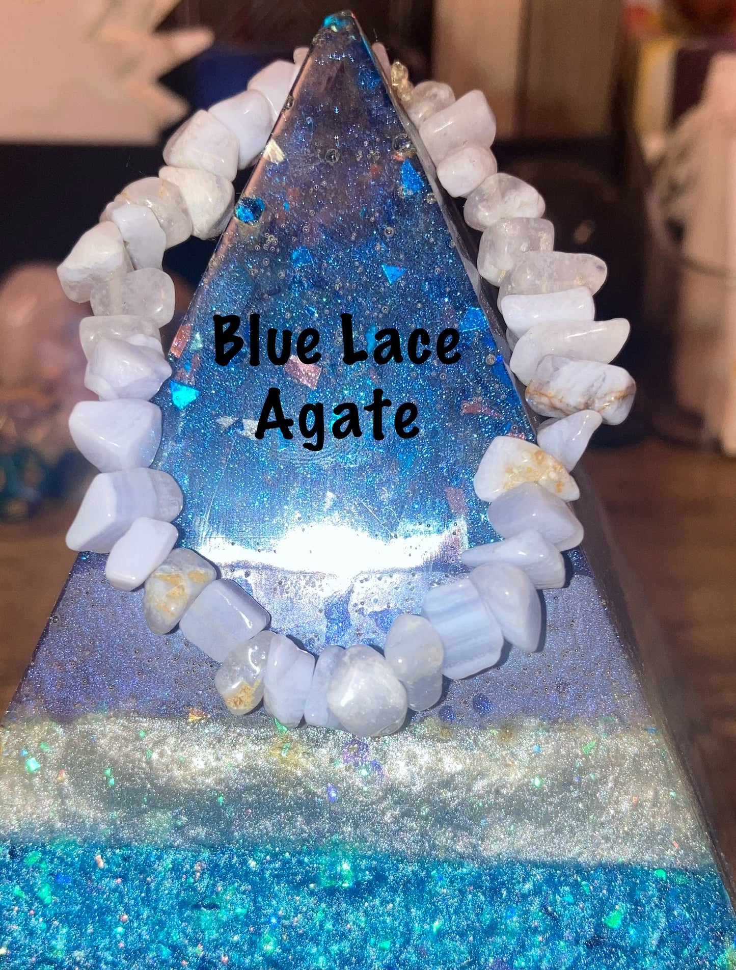 Blue Lace Agate Genuine Healing Crystals bracelet connect to Archangle Raguel & Mother Goddess Earth Gaia