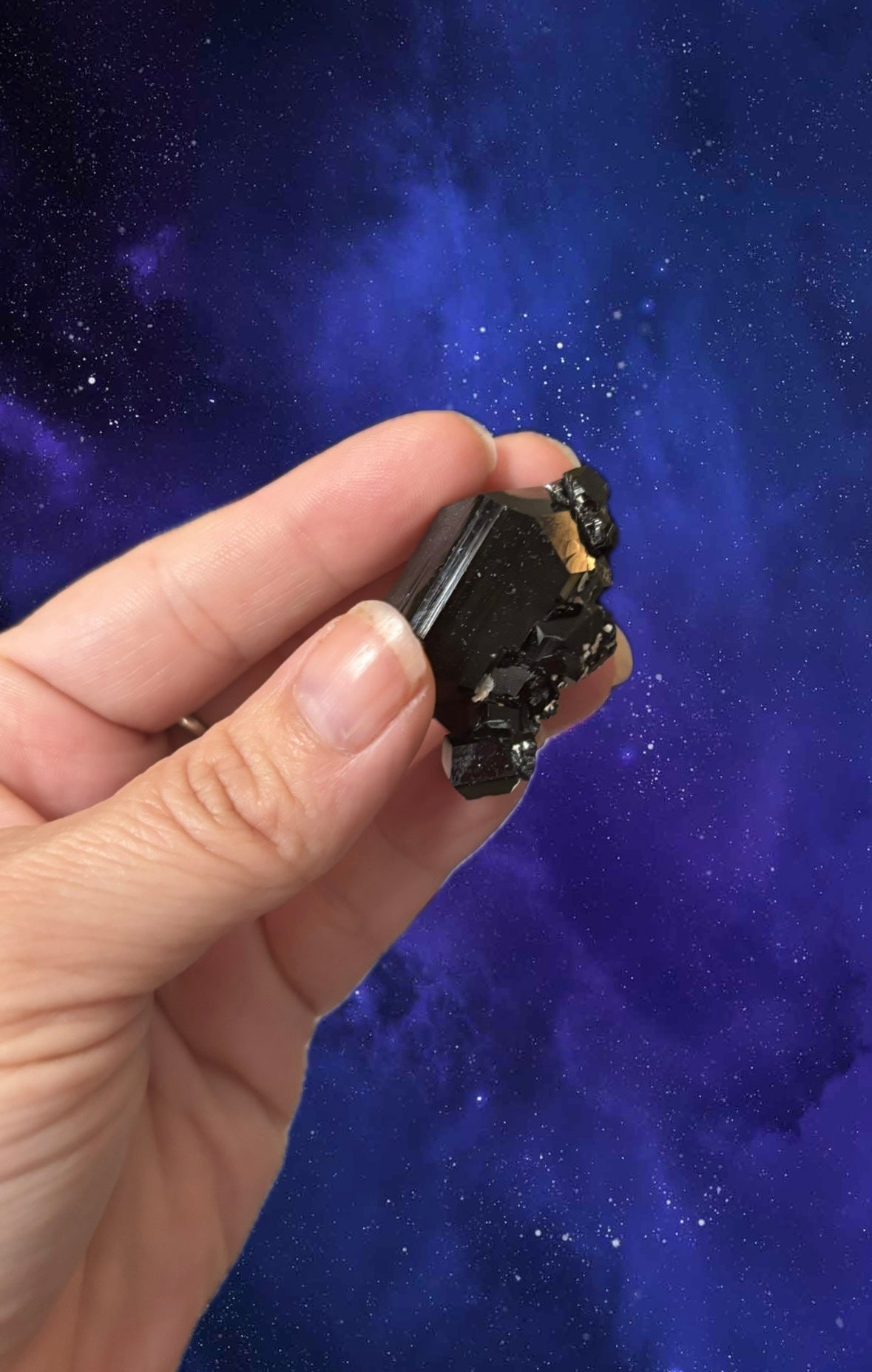 Natural Black Tourmaline Crystal Cluster • Raw Schorl Mineral Specimen • EMF Protection Stone Energy Shielding • Grounding & Protection Stone • 21g (4x3cm)