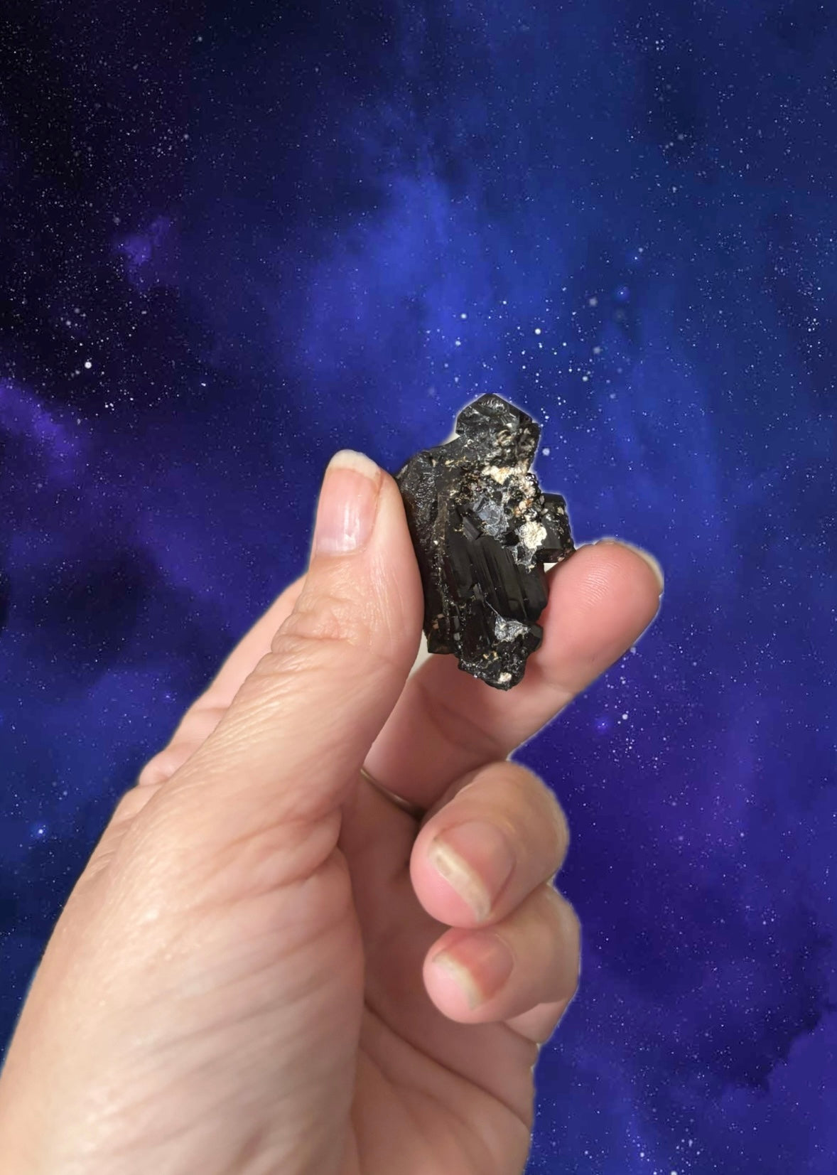 Natural Black Tourmaline Crystal Cluster • Raw Schorl Mineral Specimen • EMF Protection Stone Energy Shielding • Grounding & Protection Stone • 21g (4x3cm)