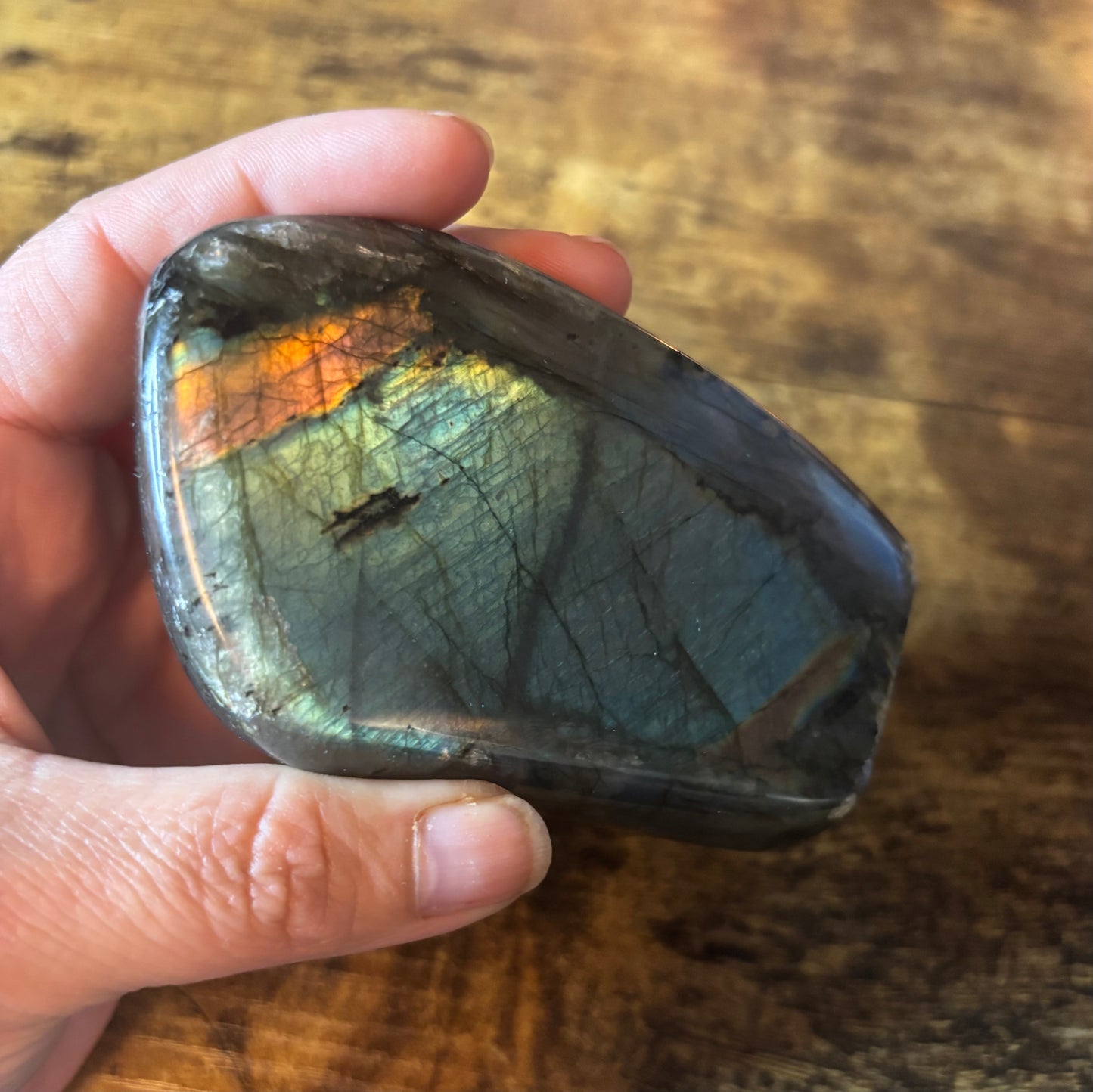 🌈 Rainbow Flash Labradorite Freeform | Polished Crystal Stone | Aura Protection • Intuition • Chakra Healing | 370g