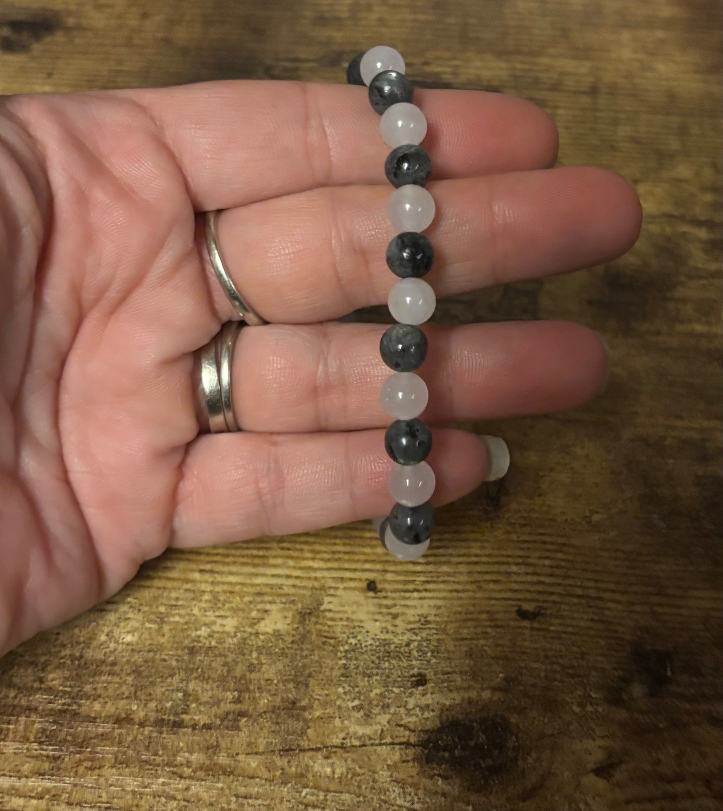 Mystic Love Shield Rose Quartz & Labradorite Bracelet | Love & Protection Crystal Jewelry | Heart Crown Throat & Third Eye Chakra Healing | 6mm 8mm Beads