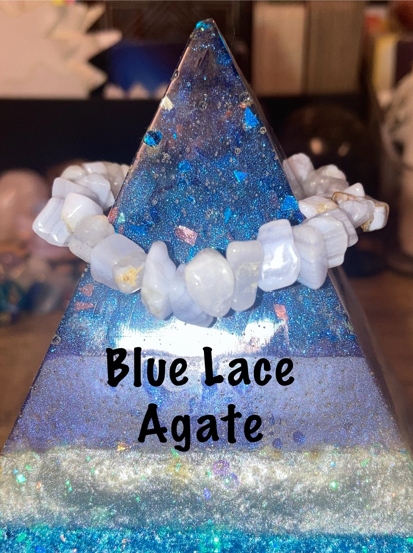 Blue Lace Agate Genuine Healing Crystals bracelet connect to Archangle Raguel & Mother Goddess Earth Gaia