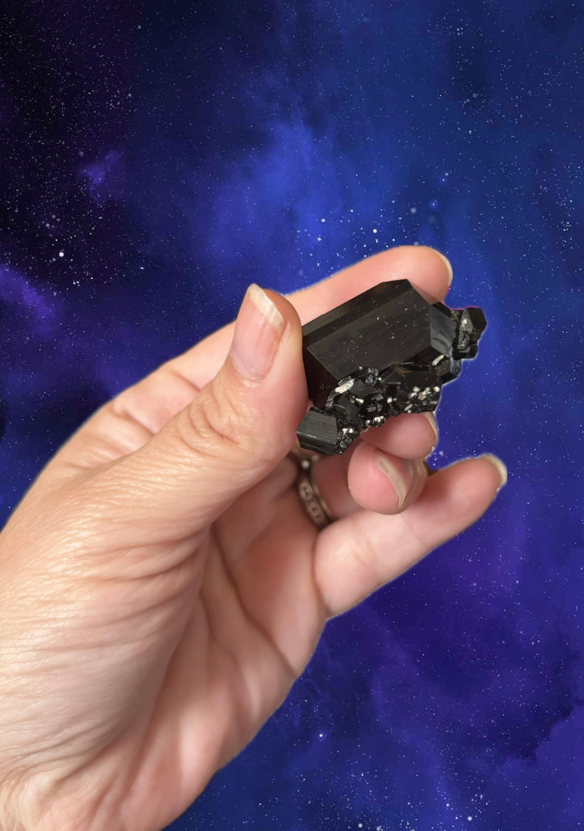 Natural Black Tourmaline Crystal Cluster • Raw Schorl Mineral Specimen • EMF Protection Stone Energy Shielding • Grounding & Protection Stone • 21g (4x3cm)