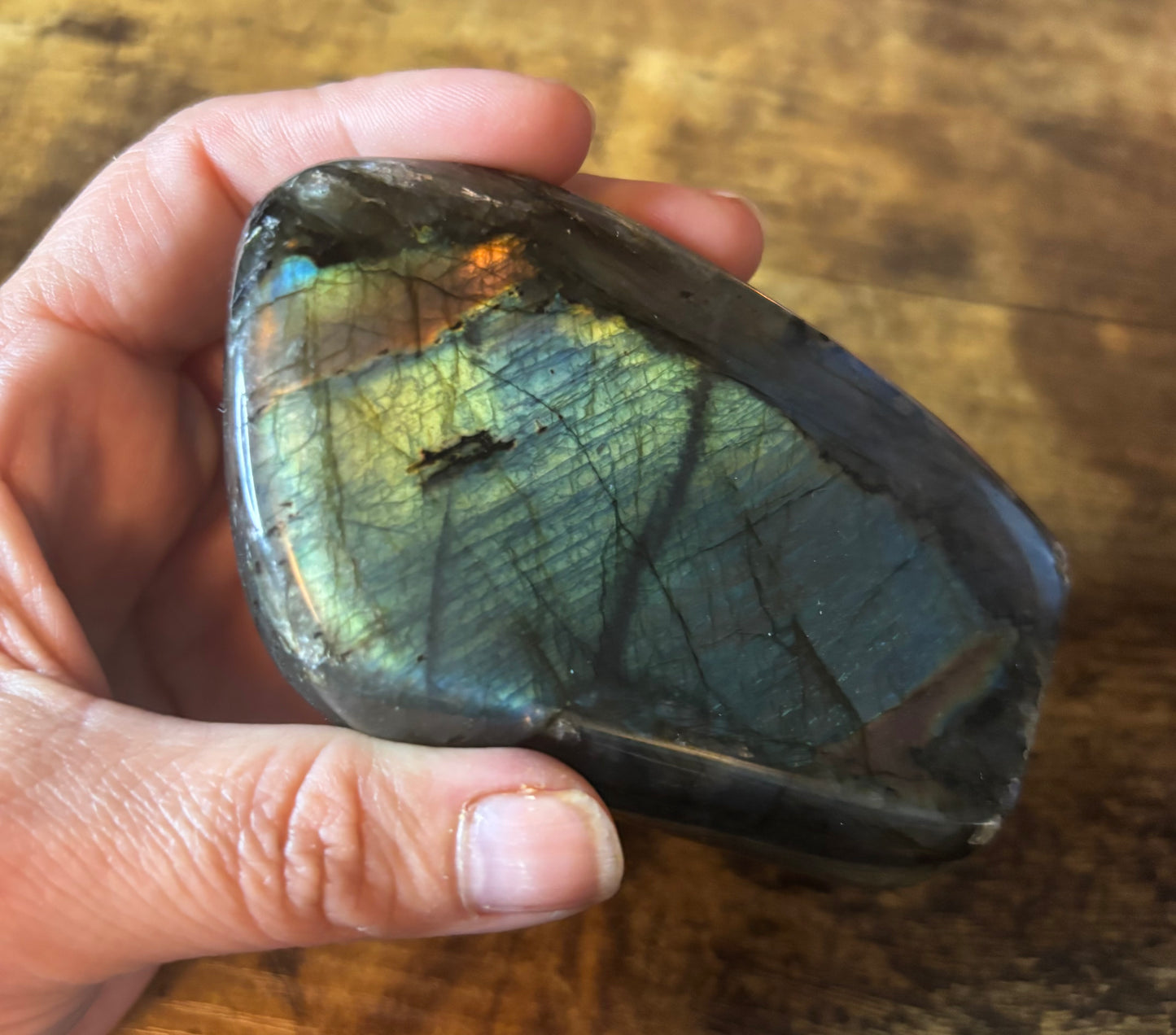 🌈 Rainbow Flash Labradorite Freeform | Polished Crystal Stone | Aura Protection • Intuition • Chakra Healing | 370g