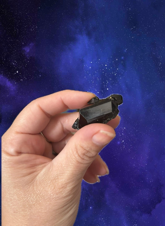 Natural Black Tourmaline Crystal Cluster • Raw Schorl Mineral Specimen • EMF Protection Stone Energy Shielding • Grounding & Protection Stone • 21g (4x3cm)