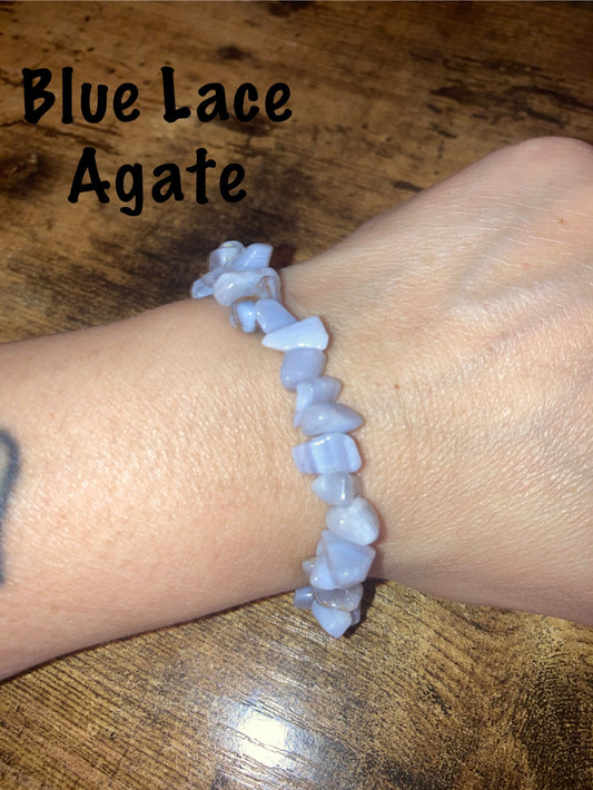 Blue Lace Agate Genuine Healing Crystals bracelet connect to Archangle Raguel & Mother Goddess Earth Gaia