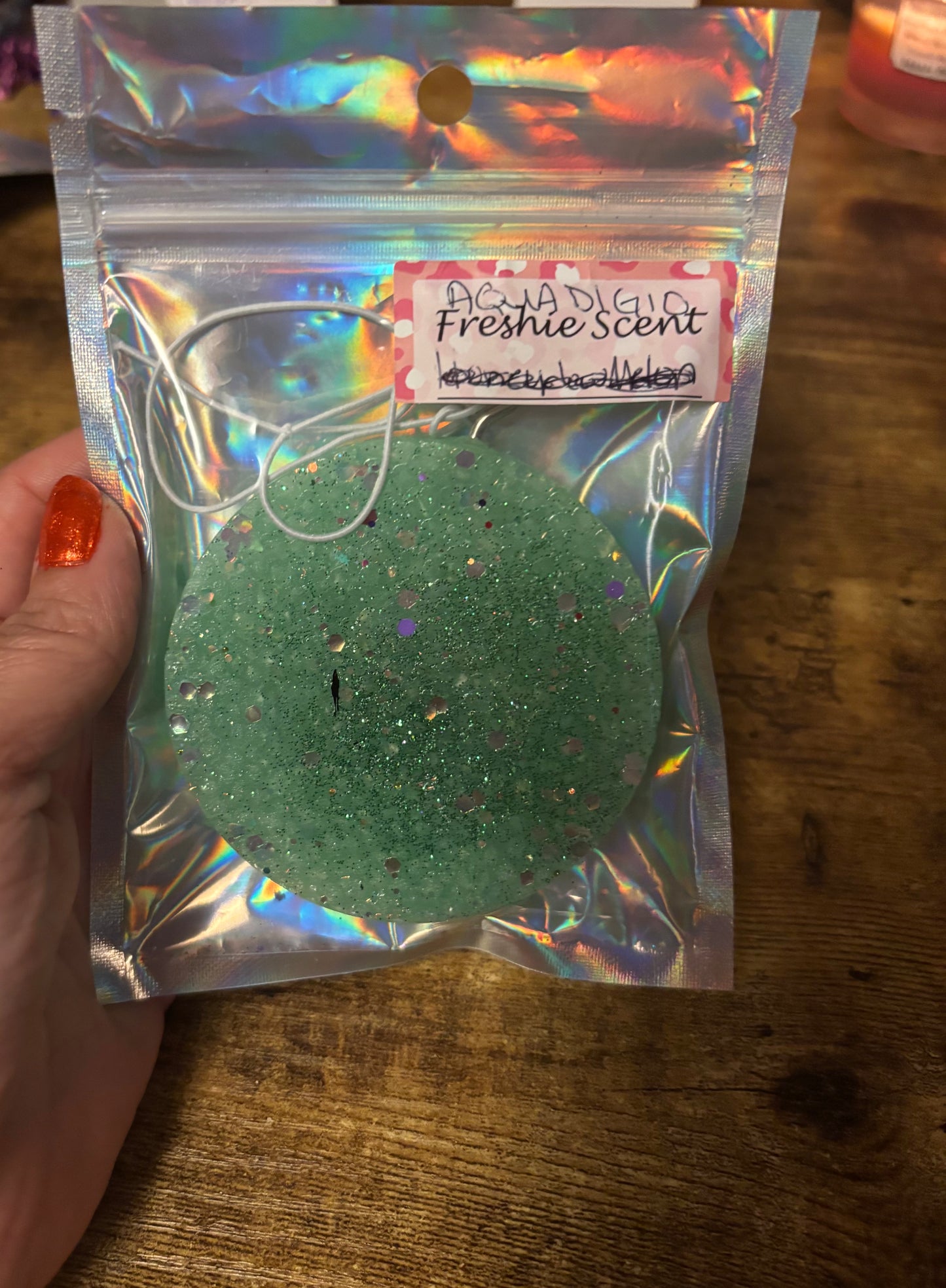 Green glitter Aqua Di GioFreshie – Scent Firecracker Long Lasting Car Air Freshener