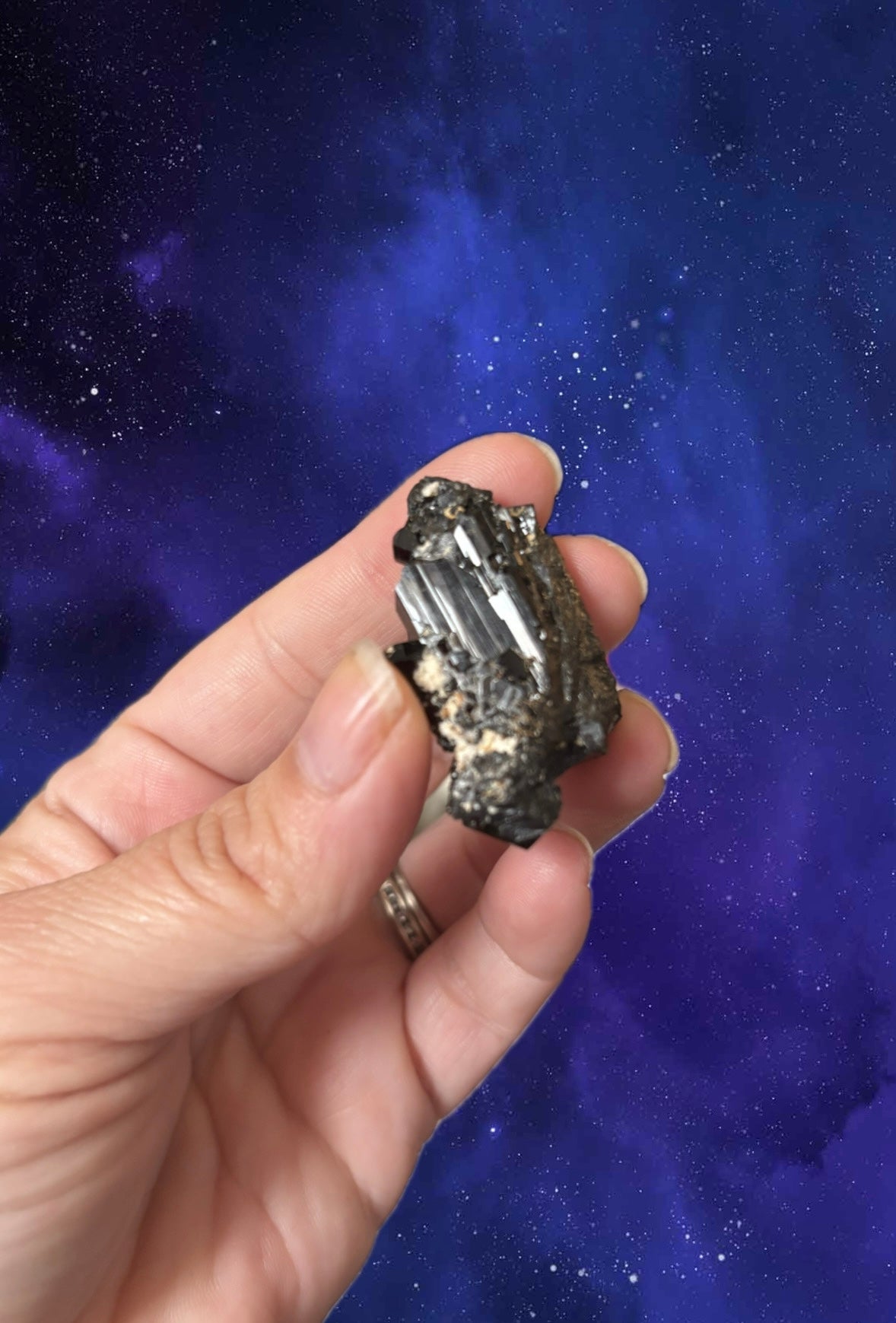Natural Black Tourmaline Crystal Cluster • Raw Schorl Mineral Specimen • EMF Protection Stone Energy Shielding • Grounding & Protection Stone • 21g (4x3cm)
