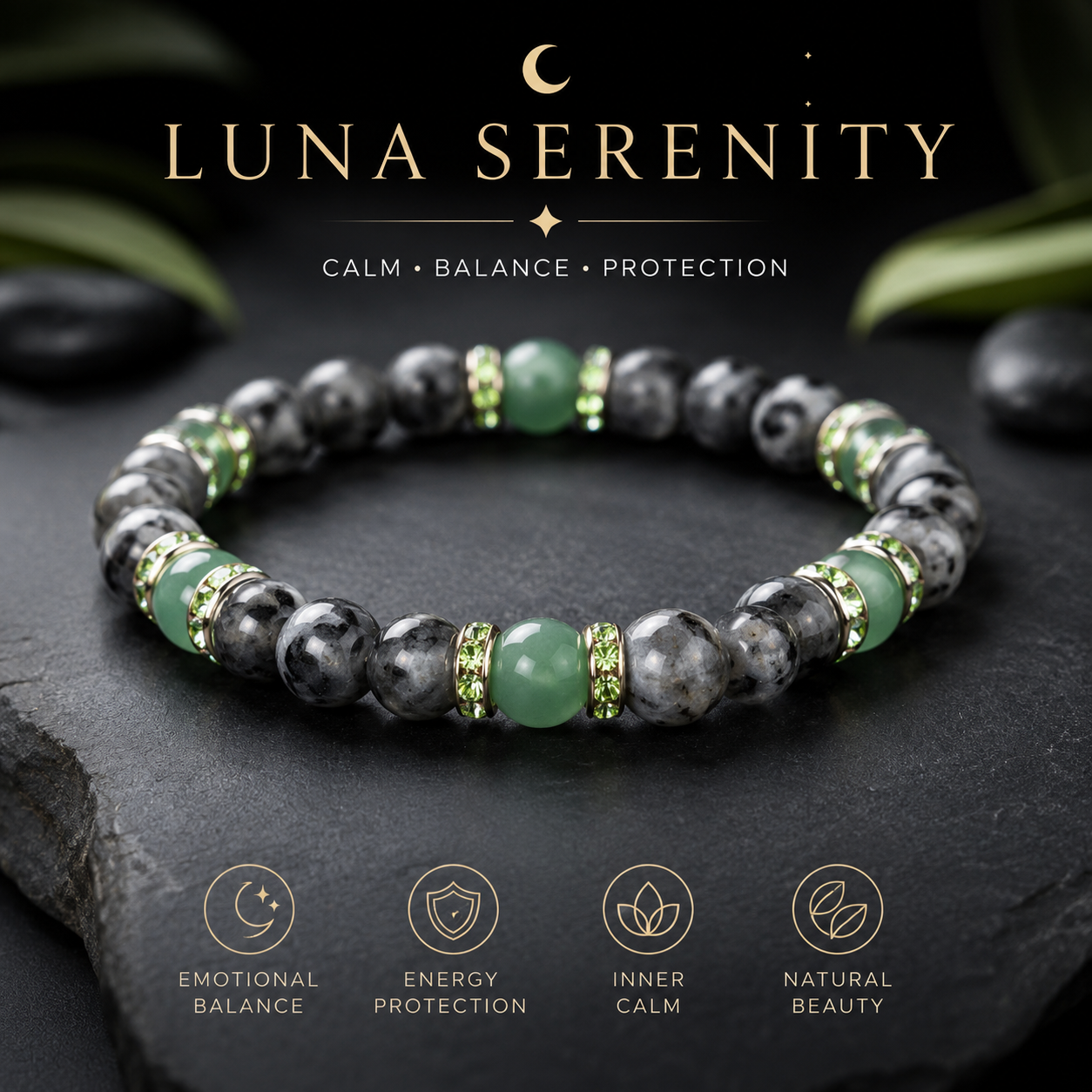 Luna Serenity | Labradorite & Green Aventurine Crystal Bracelet